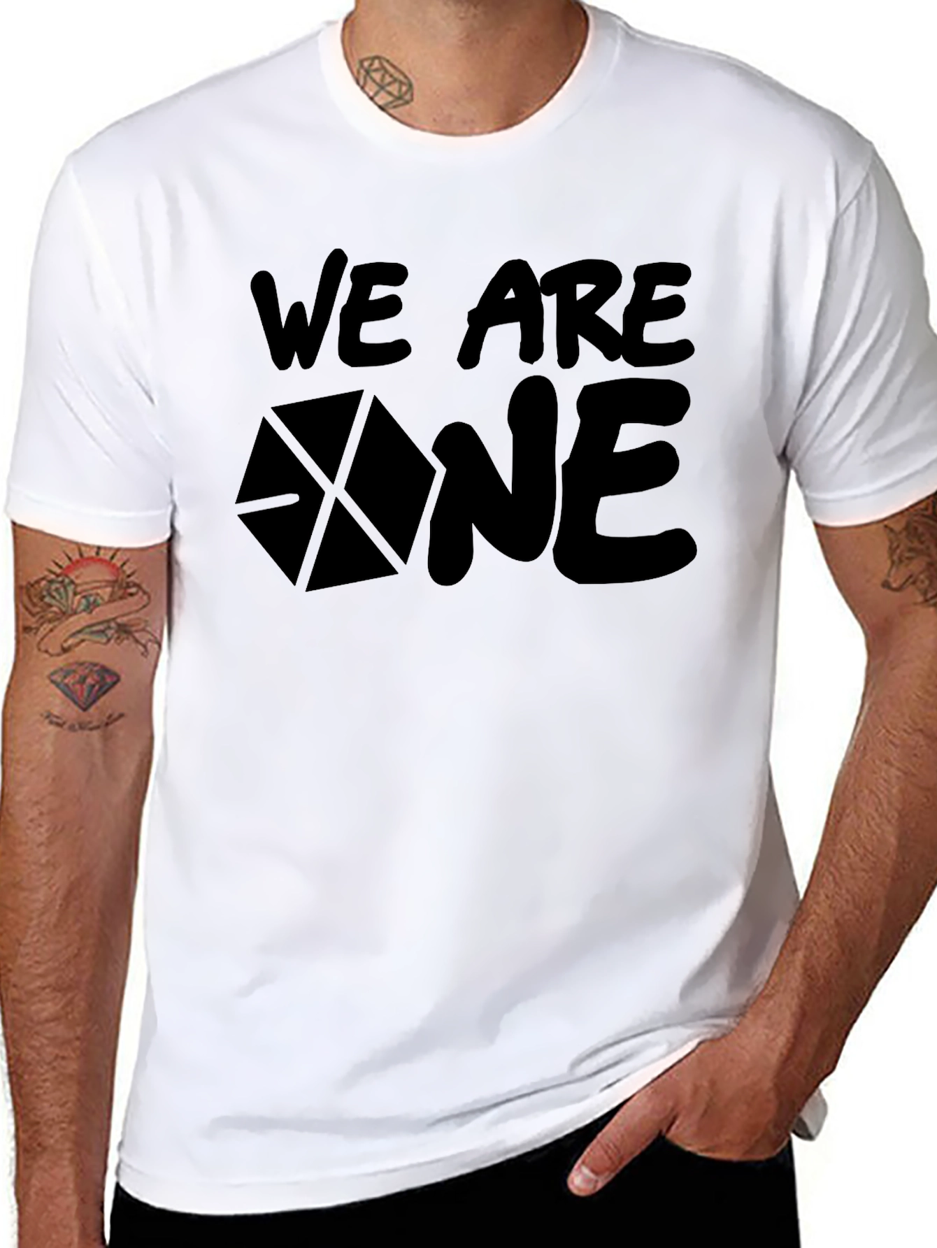 We Are One Black Graphic Tee Shirt