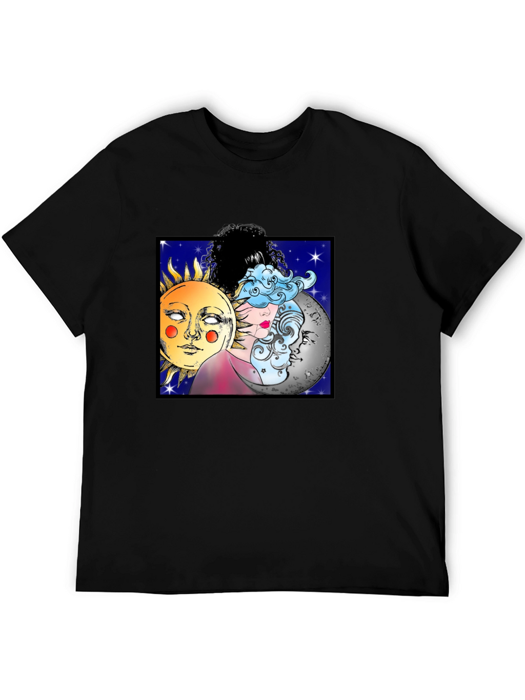 Celestial Sun Moon & Cloud Graphic T-Shirt