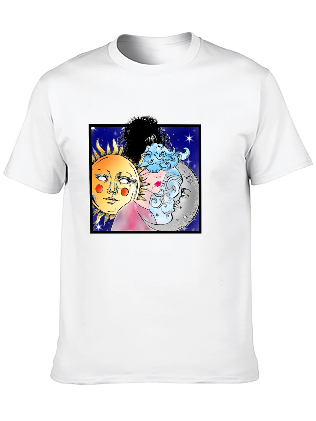 Celestial Sun Moon & Cloud Graphic T-Shirt