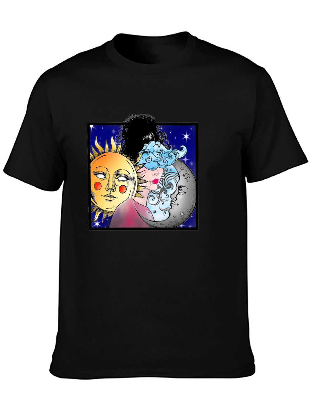 Celestial Sun Moon & Cloud Graphic T-Shirt