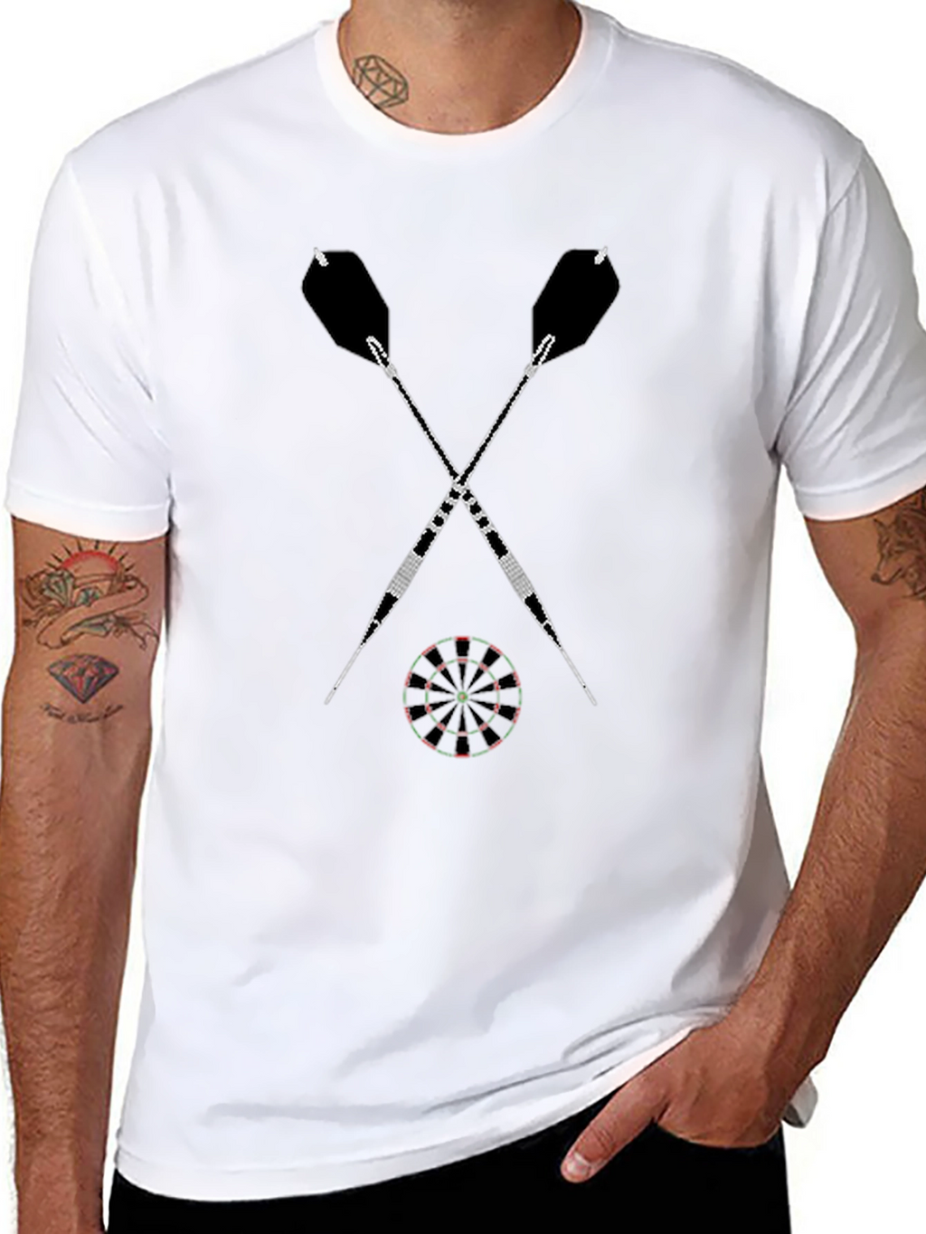Darts Graphic Tee - Casual Black Cotton T-Shirt