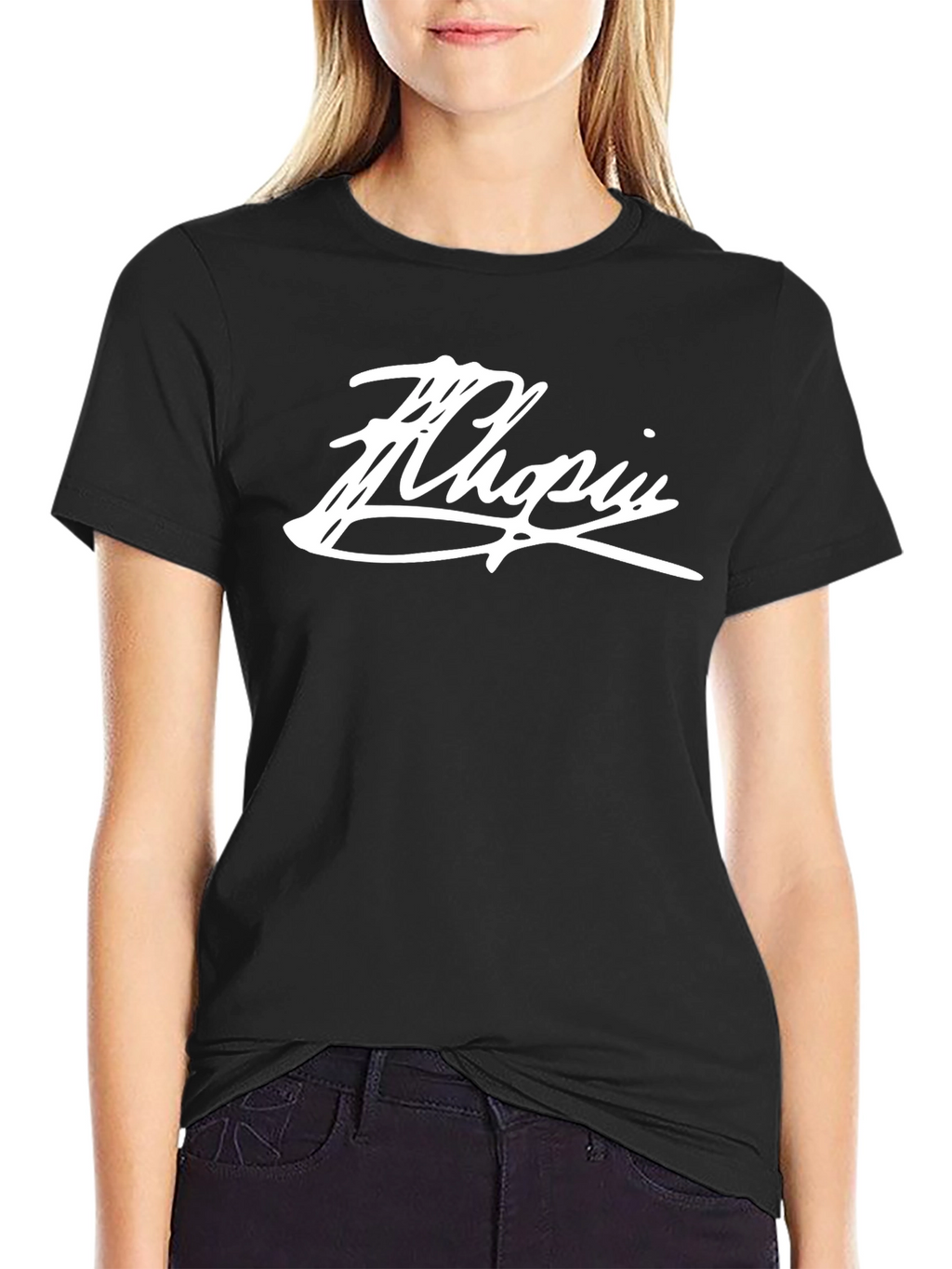 Chopin Script Tee - Black Graphic T-Shirt