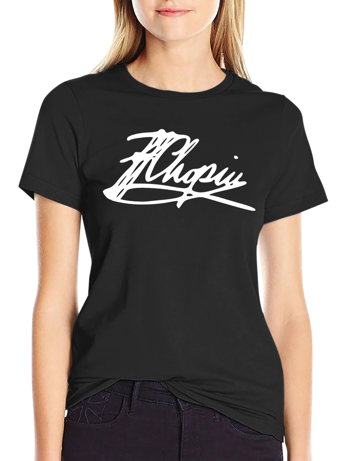 Chopin Script Tee - Black Graphic T-Shirt