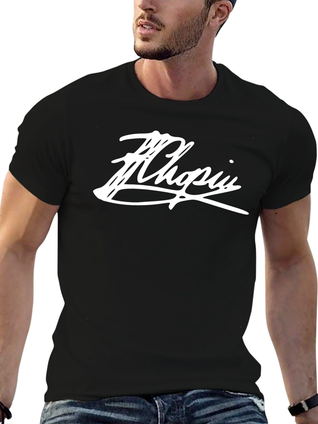 Chopin Script Tee - Black Graphic T-Shirt