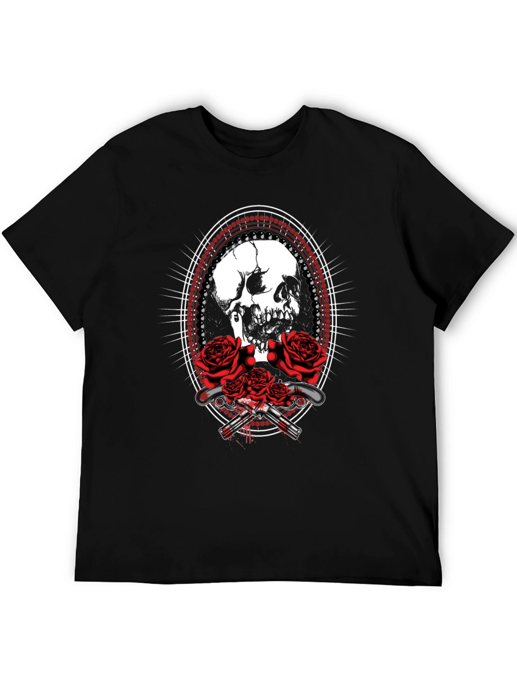 Skull & Roses Graphic Tee - Black