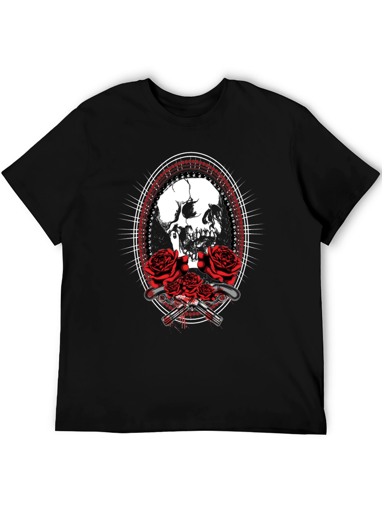 Skull & Roses Graphic Tee - Black