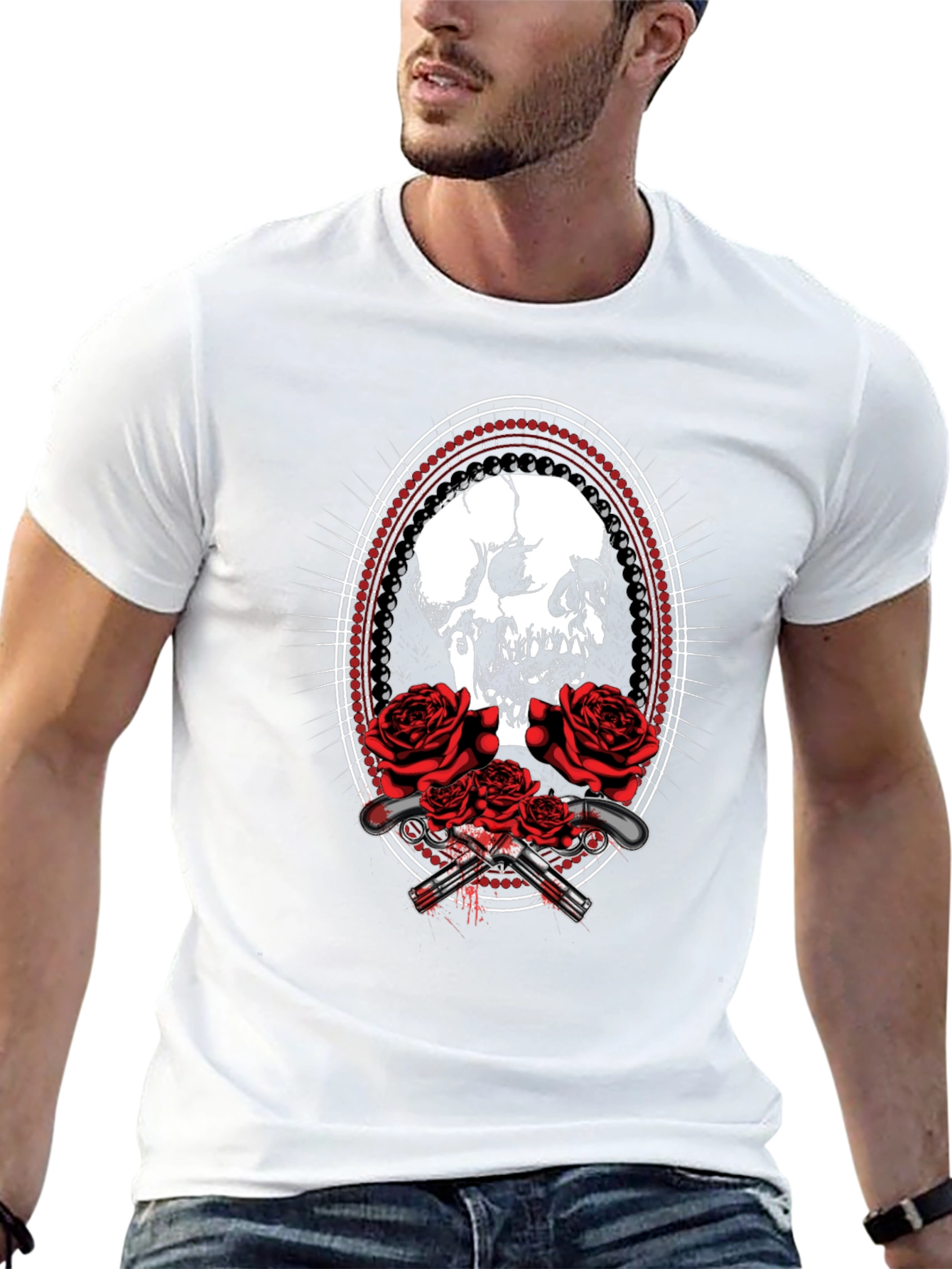Skull & Roses Graphic Tee - Black