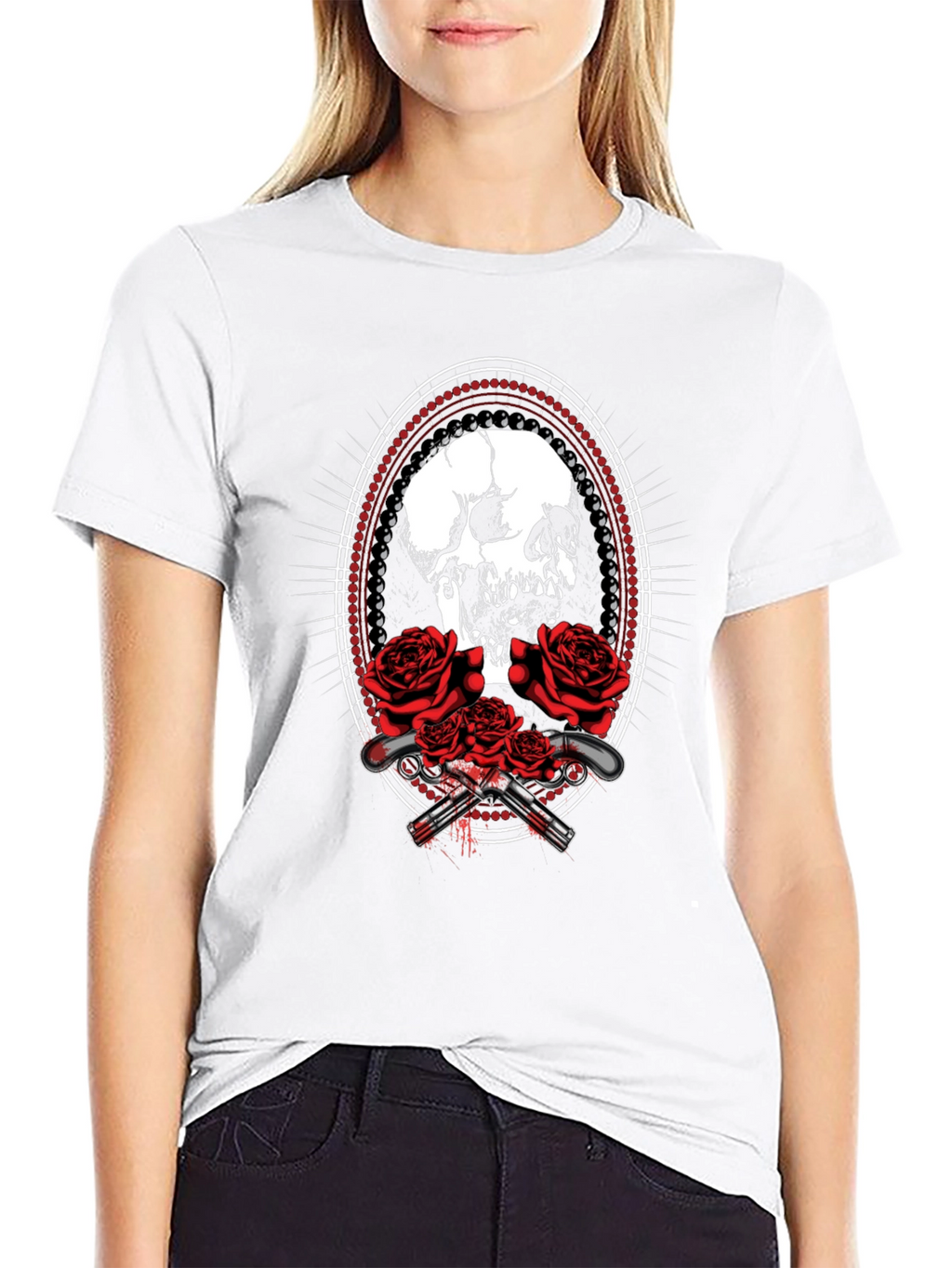 Skull & Roses Graphic Tee - Black