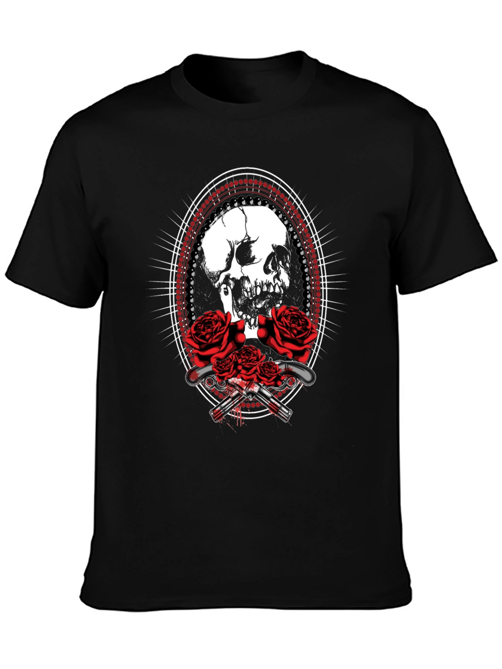 Skull & Roses Graphic Tee - Black