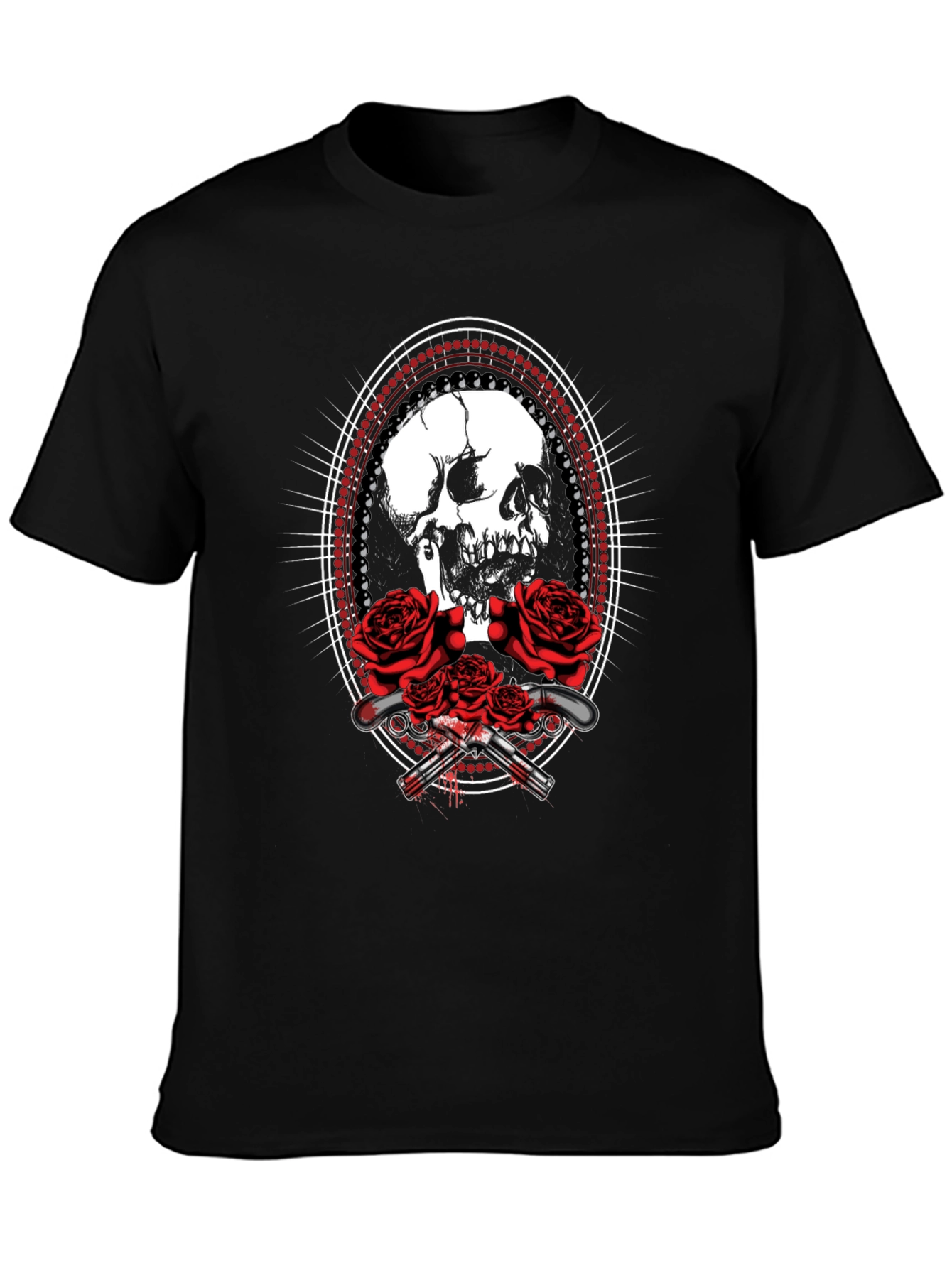 Skull & Roses Graphic Tee - Black