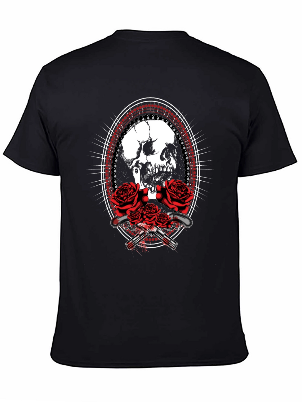Skull & Roses Graphic Tee - Black