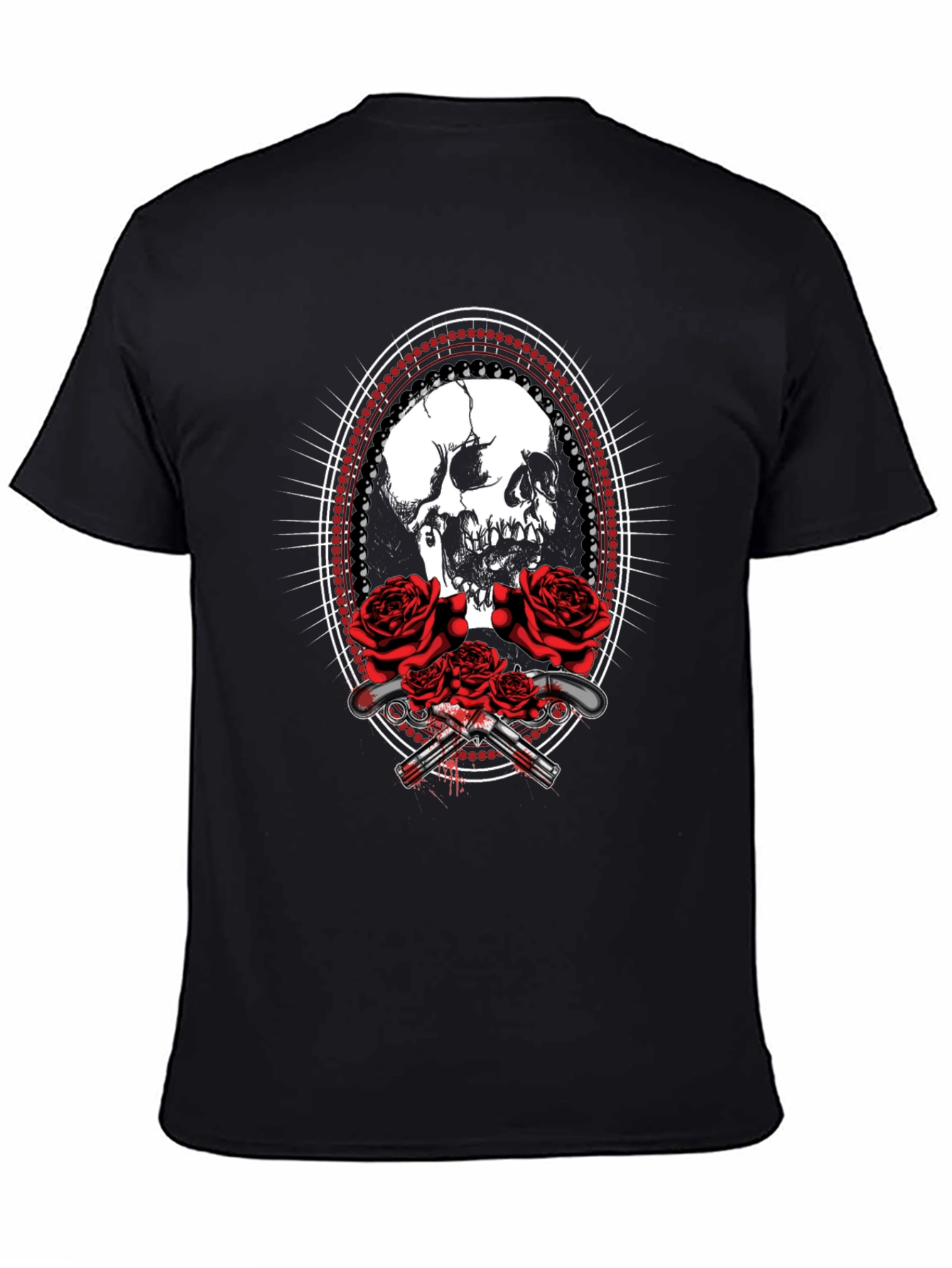 Skull & Roses Graphic Tee - Black