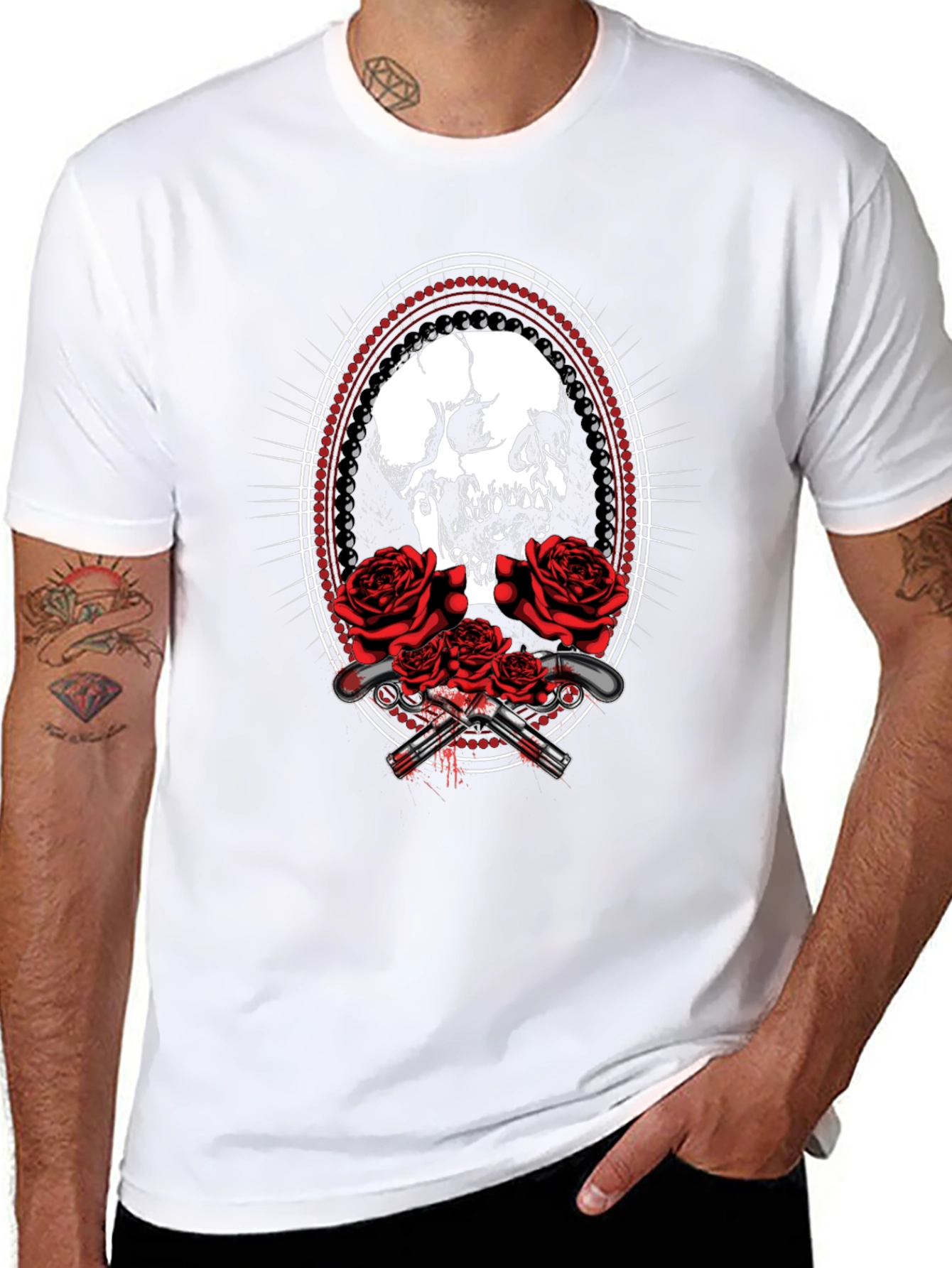 Skull & Roses Graphic Tee - Black