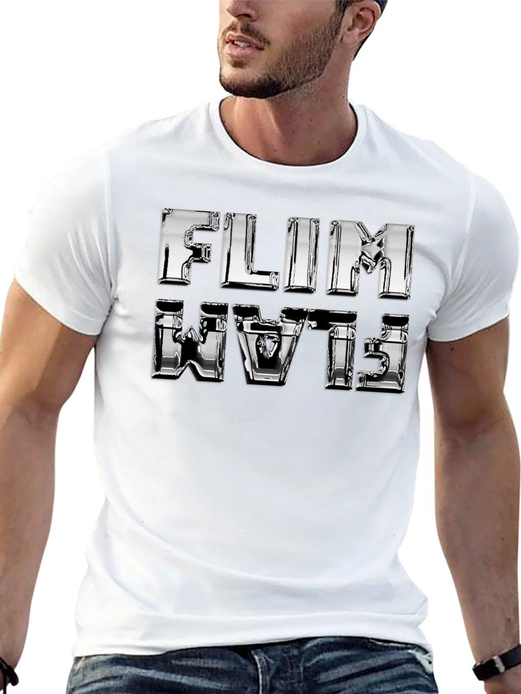 Flim Flam T-Shirt - Shiny Chrome Design