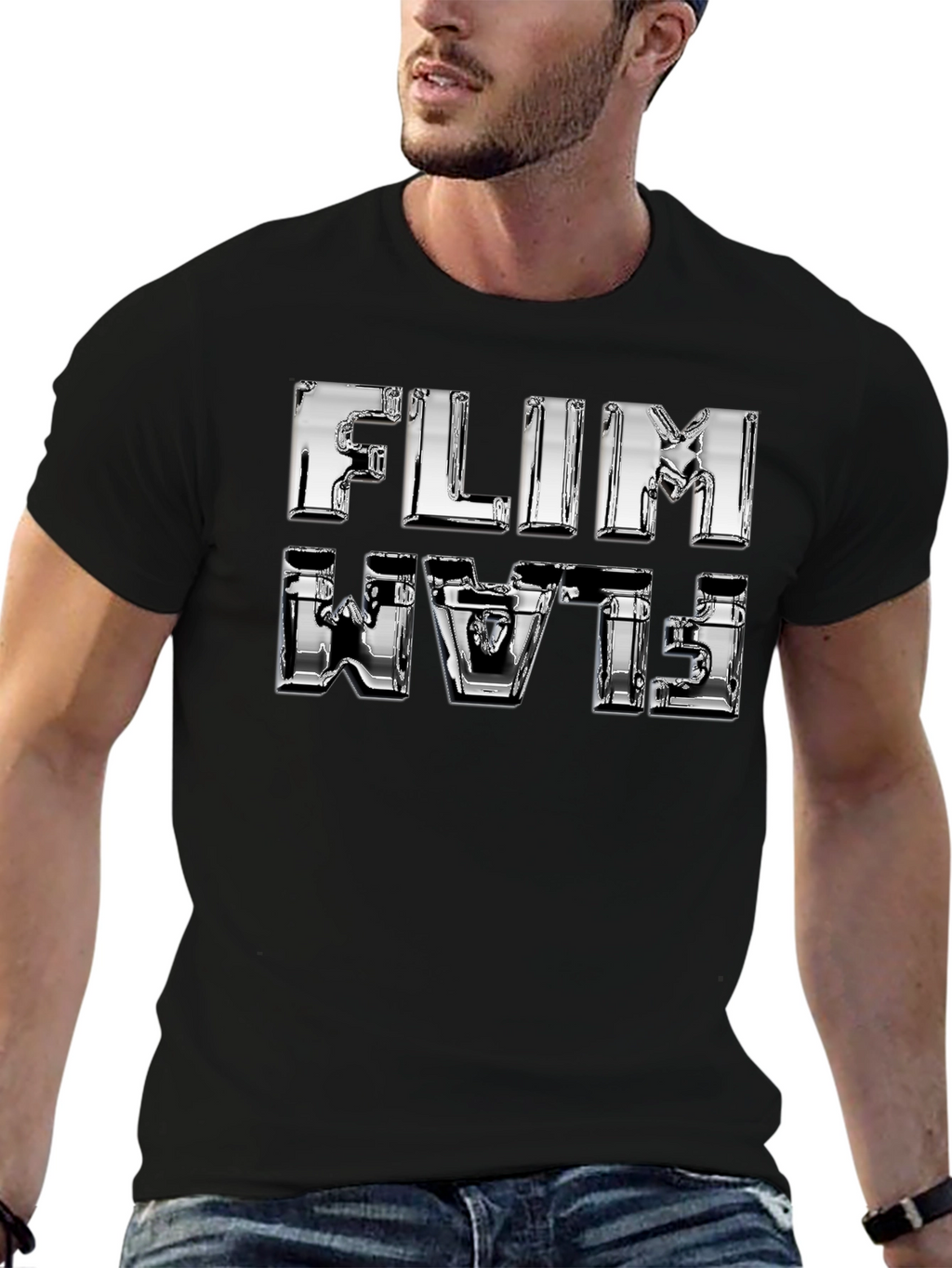 Flim Flam T-Shirt - Shiny Chrome Design