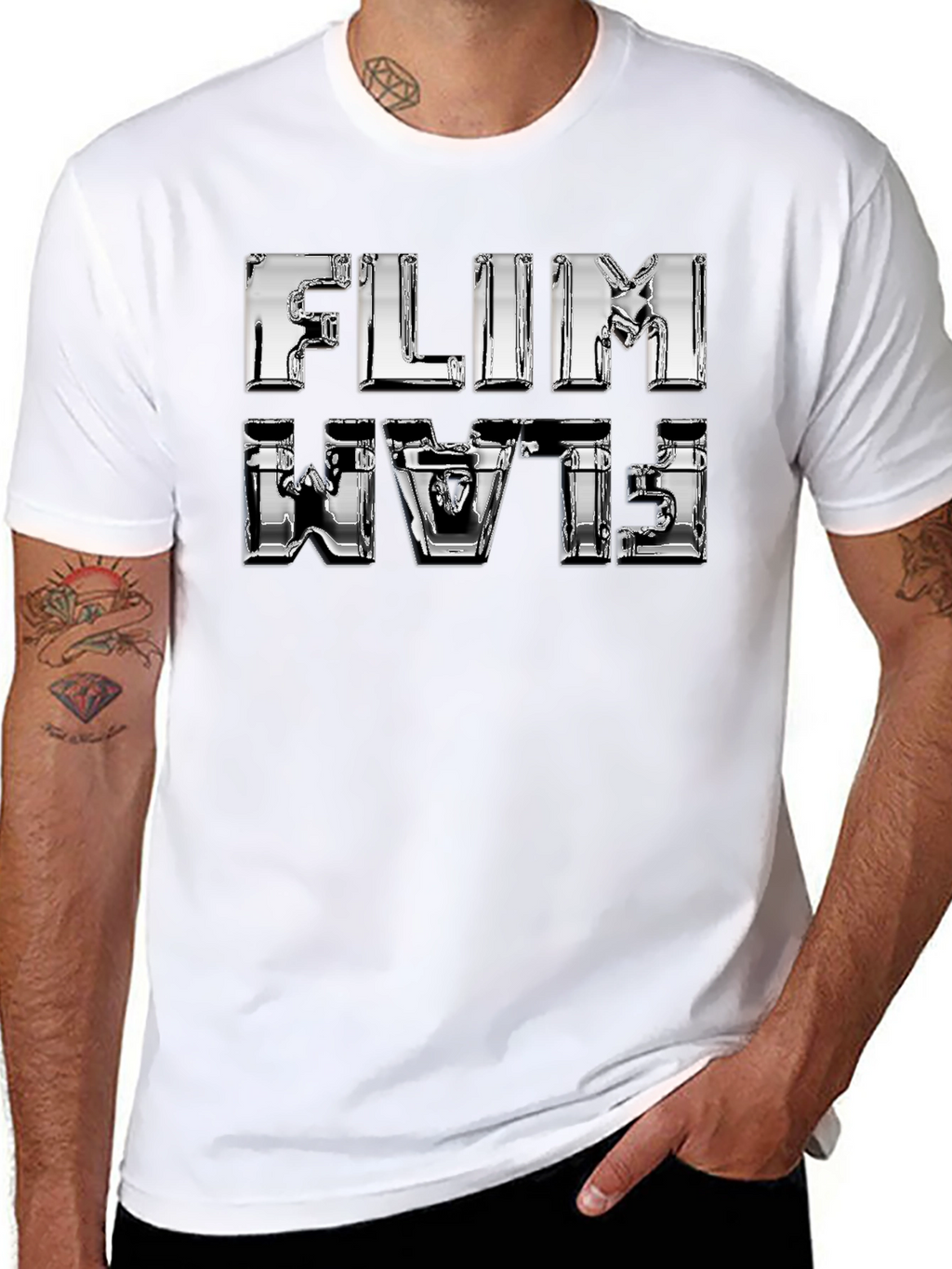 Flim Flam T-Shirt - Shiny Chrome Design