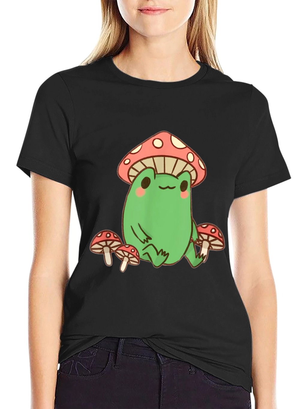 Frog Mushroom T-Shirt - Black