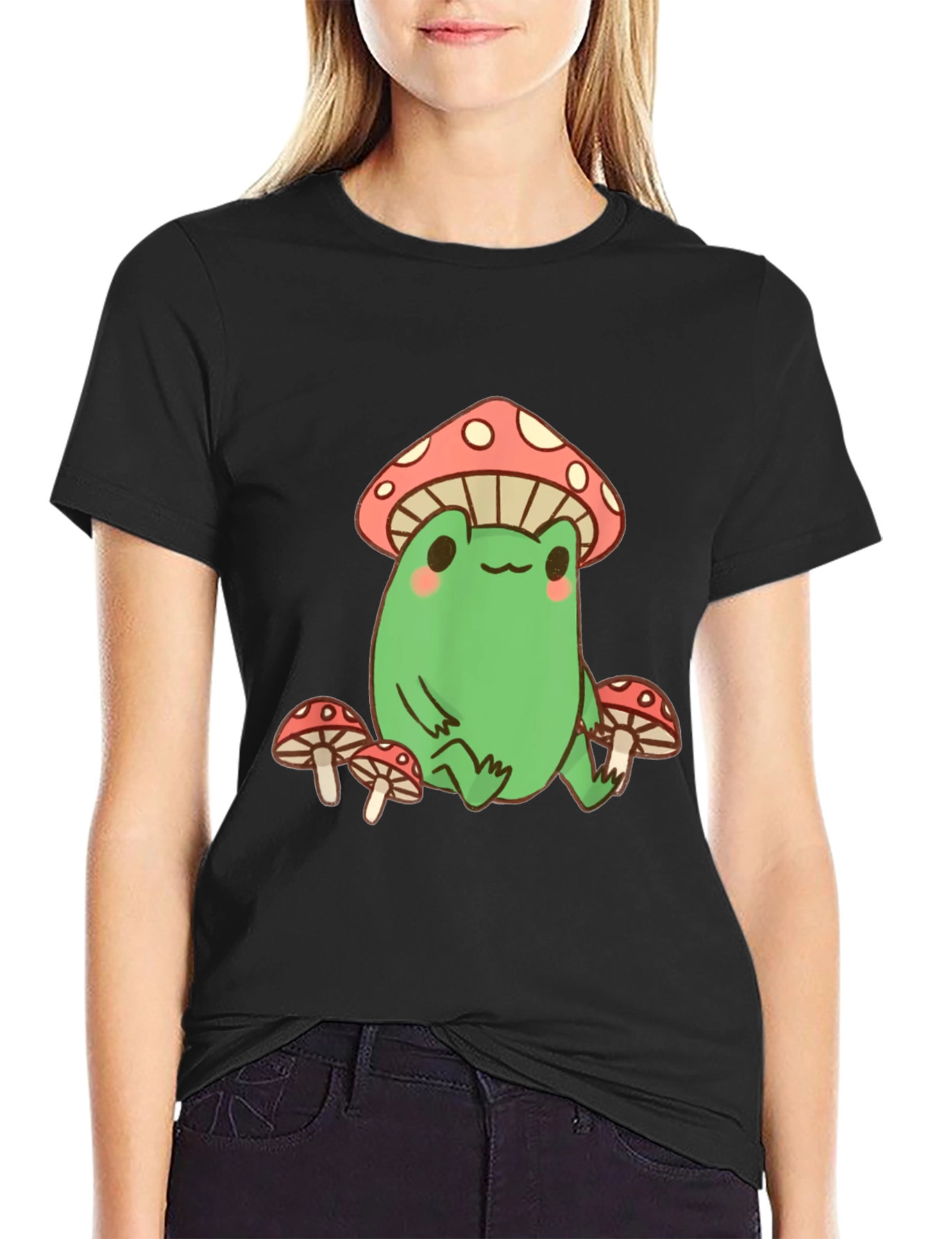 Frog Mushroom T-Shirt - Black