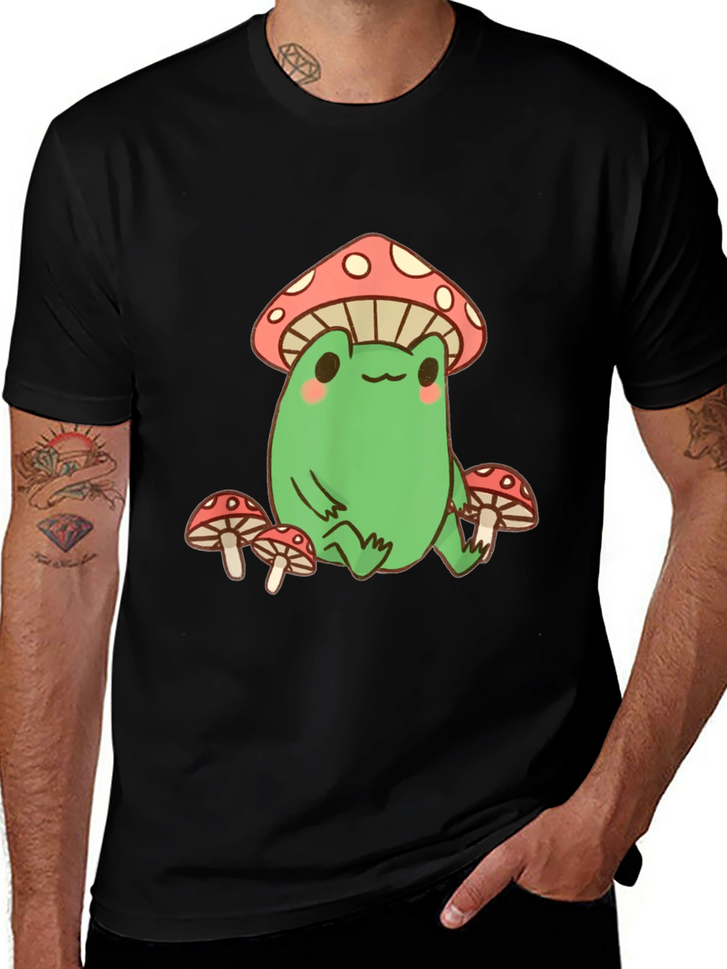 Frog Mushroom T-Shirt - Black