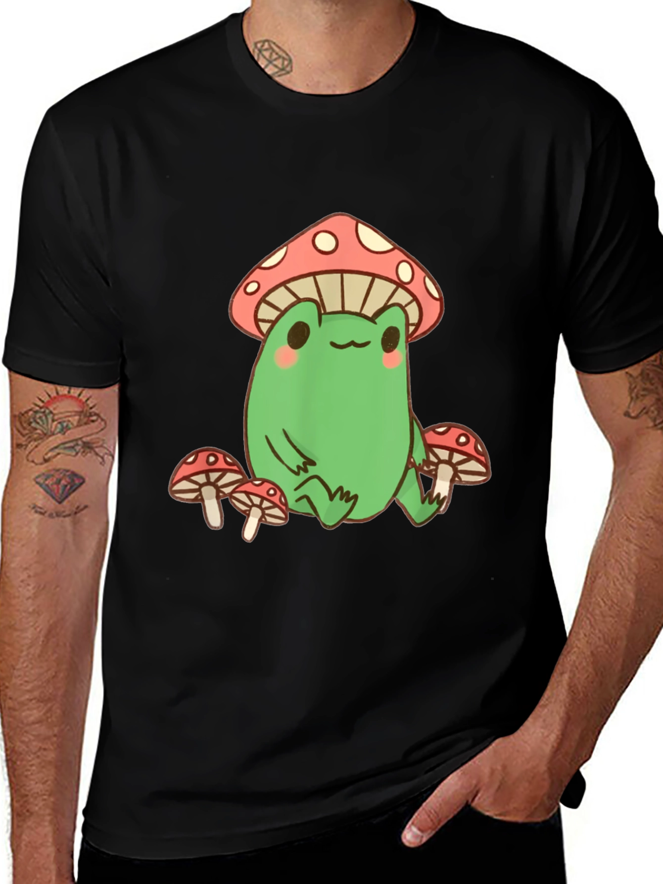 Frog Mushroom T-Shirt - Black
