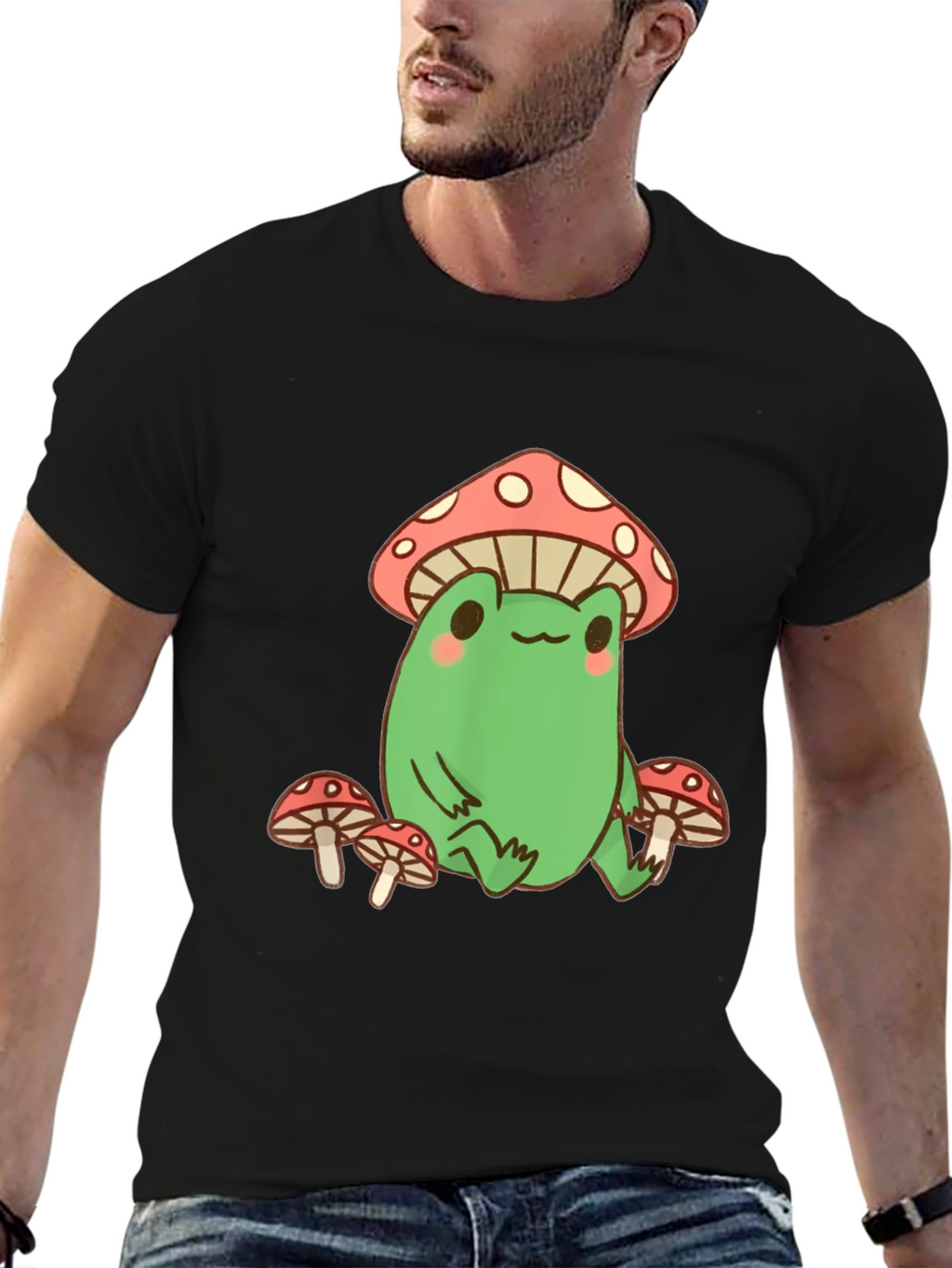 Frog Mushroom T-Shirt - Black