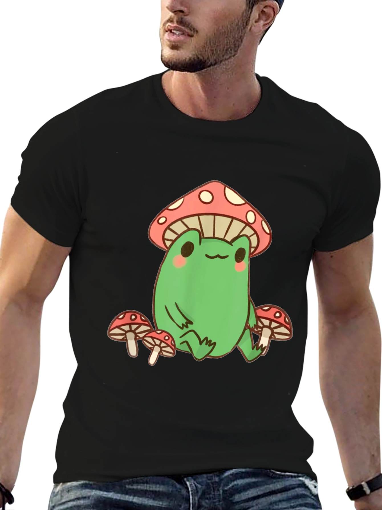 Frog Mushroom T-Shirt - Black