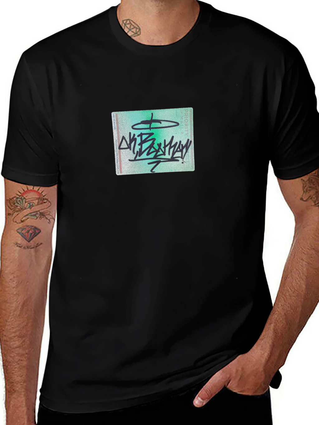 Graphic Tee - Black Crew Neck T-Shirt