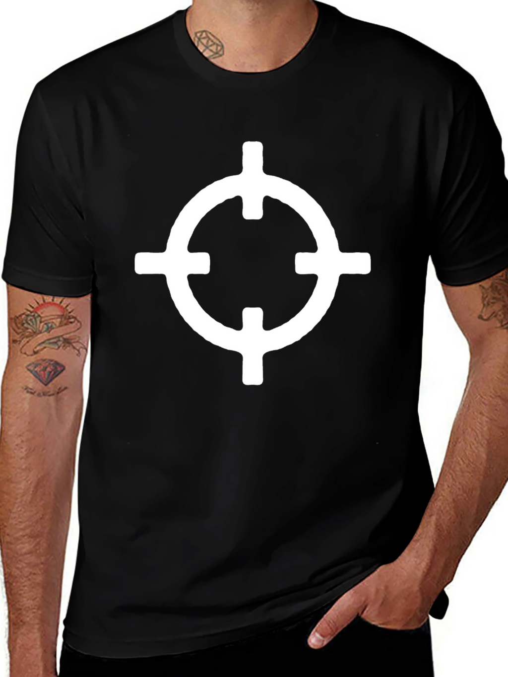 Graphic Tee - White Circle Target on Black