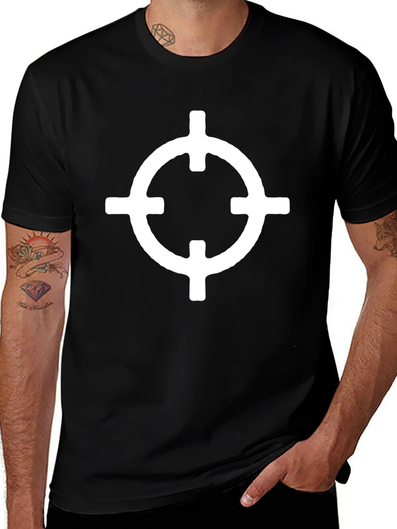 Graphic Tee - White Circle Target on Black