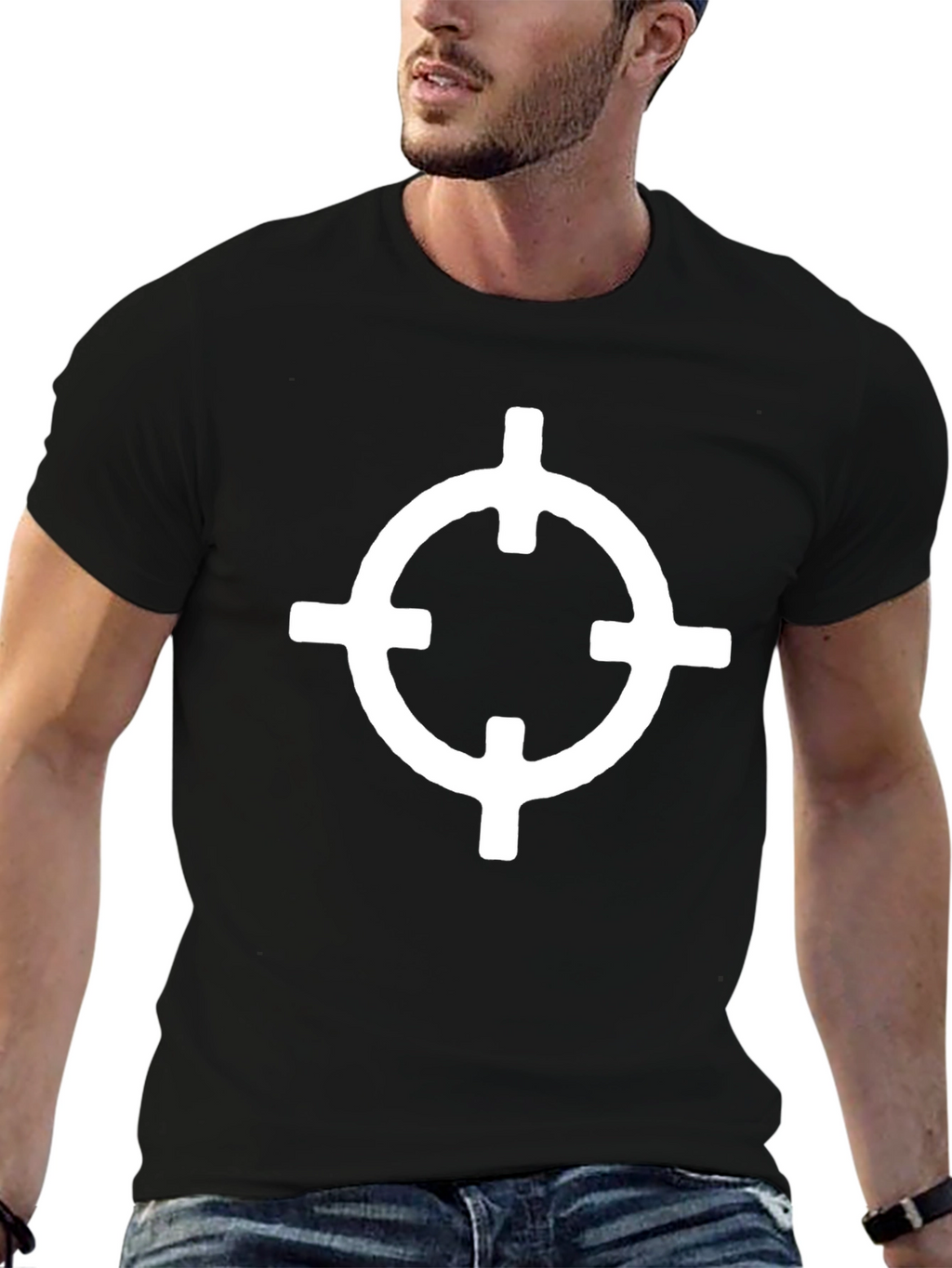 Graphic Tee - White Circle Target on Black
