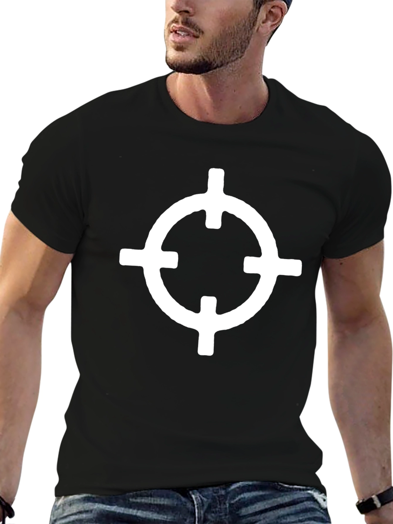 Graphic Tee - White Circle Target on Black
