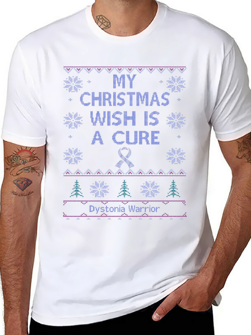Dystonia Warrior Ugly Christmas T-Shirt