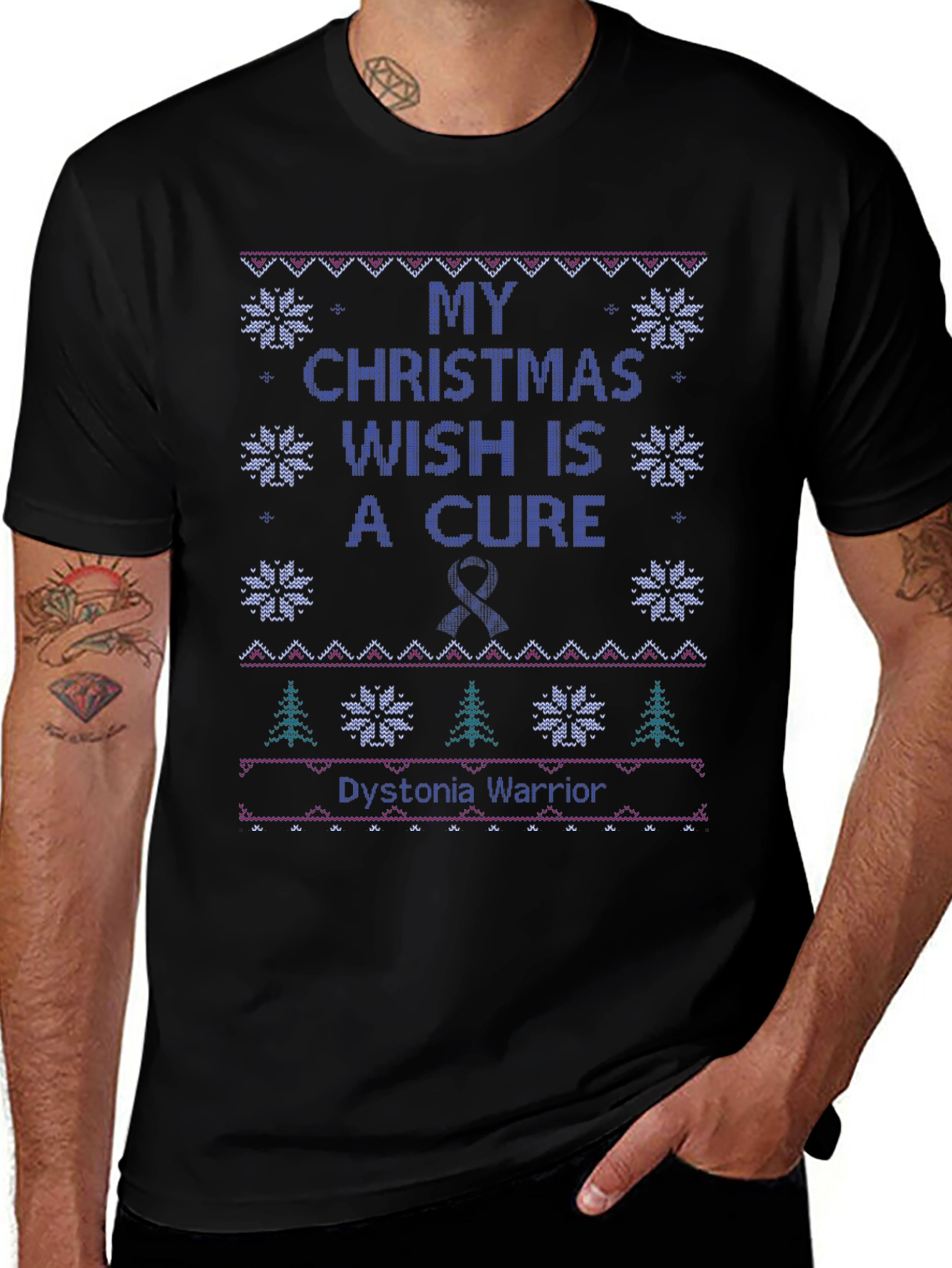 Dystonia Warrior Ugly Christmas T-Shirt