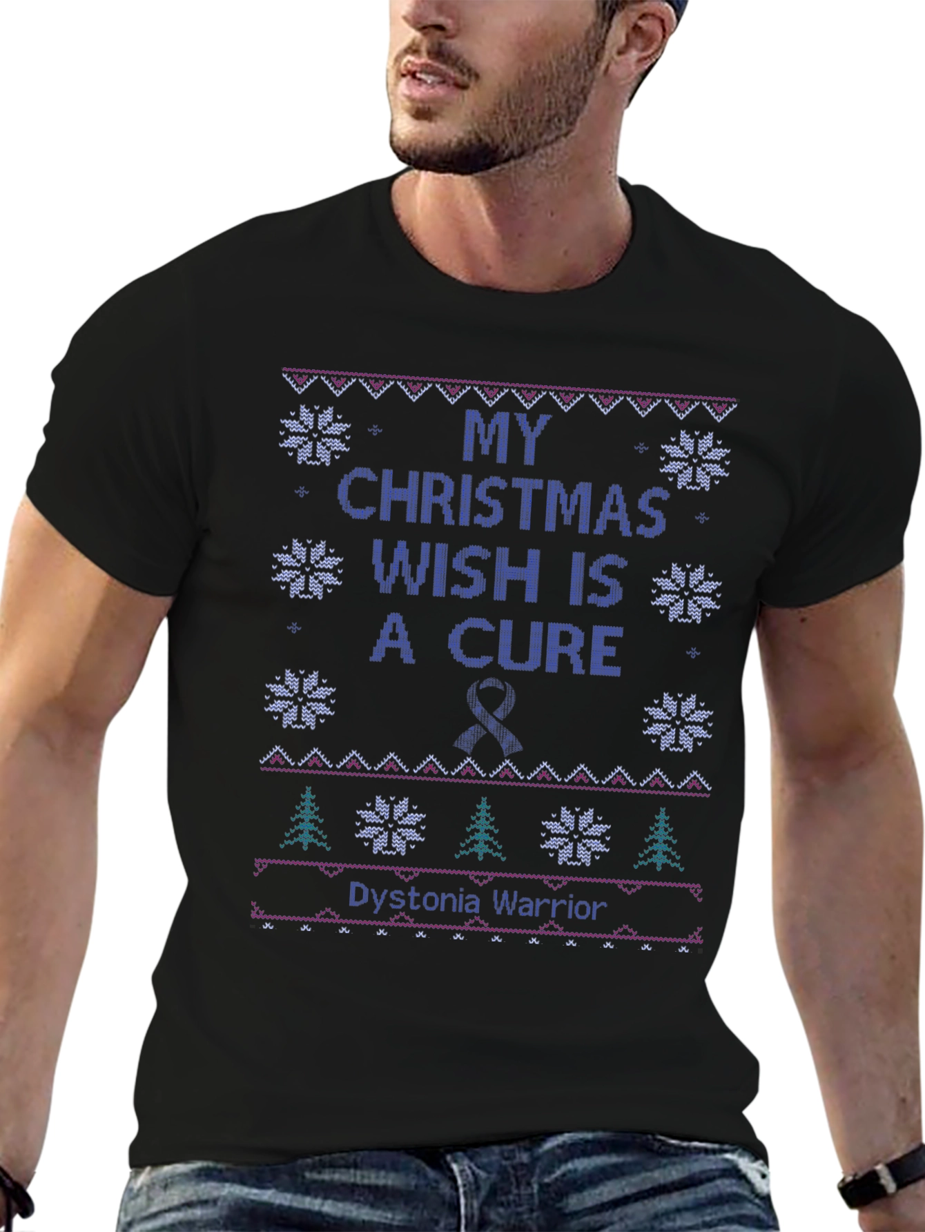 Dystonia Warrior Ugly Christmas T-Shirt