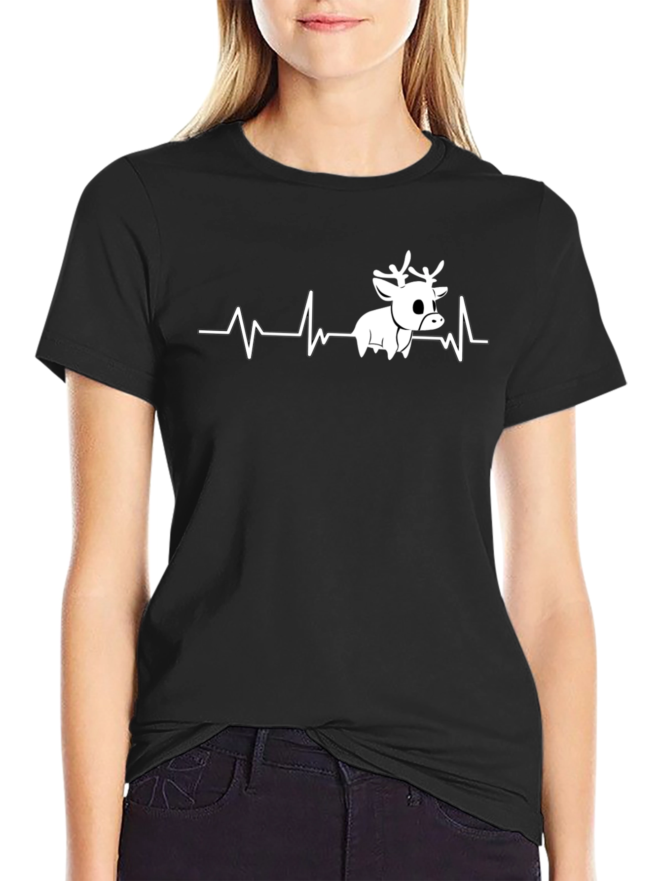 Reindeer Heartbeat T-Shirt - Novelty Graphic Tee