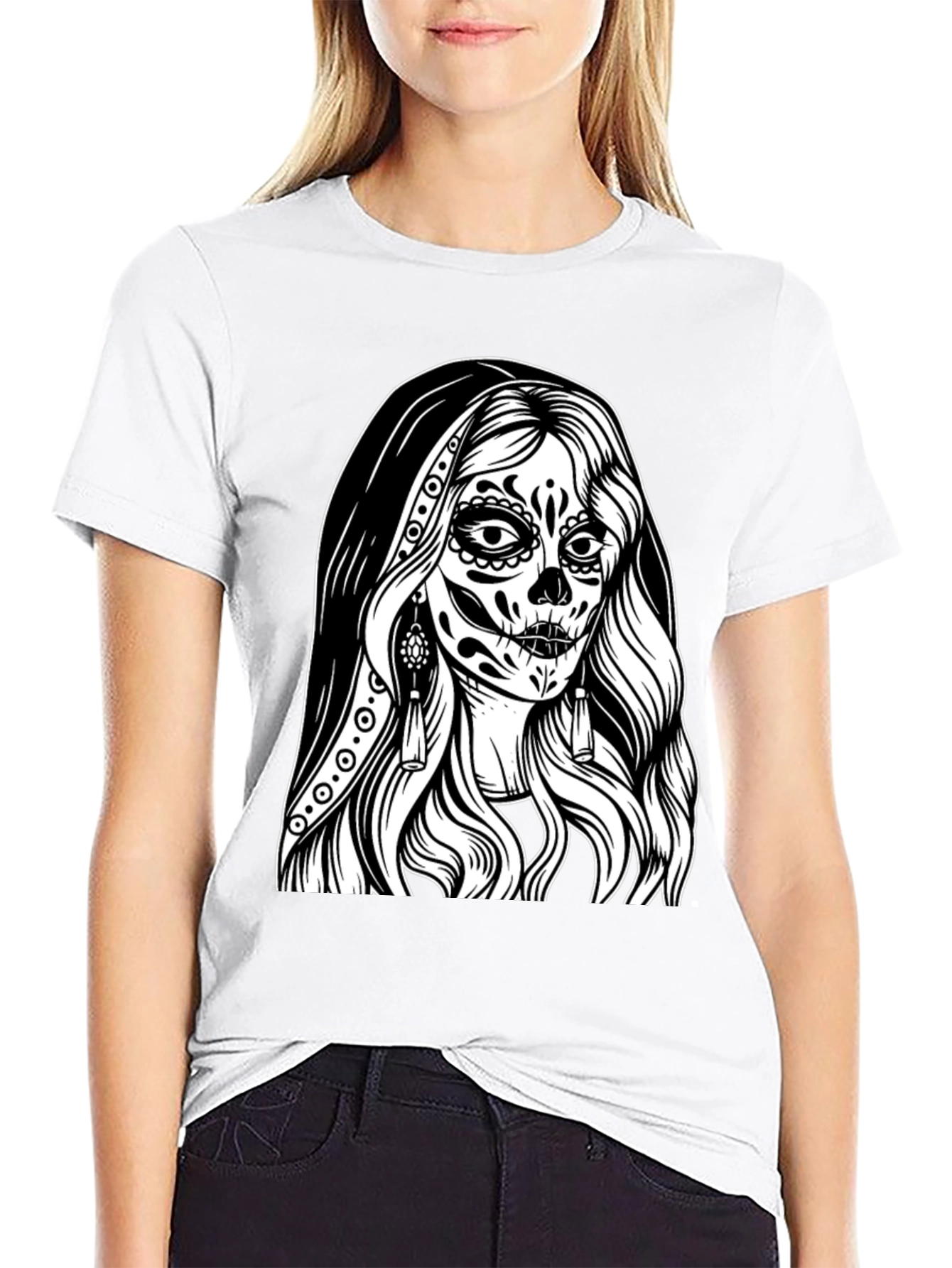 Day of the Dead Graphic Tee - Sugar Skull Woman