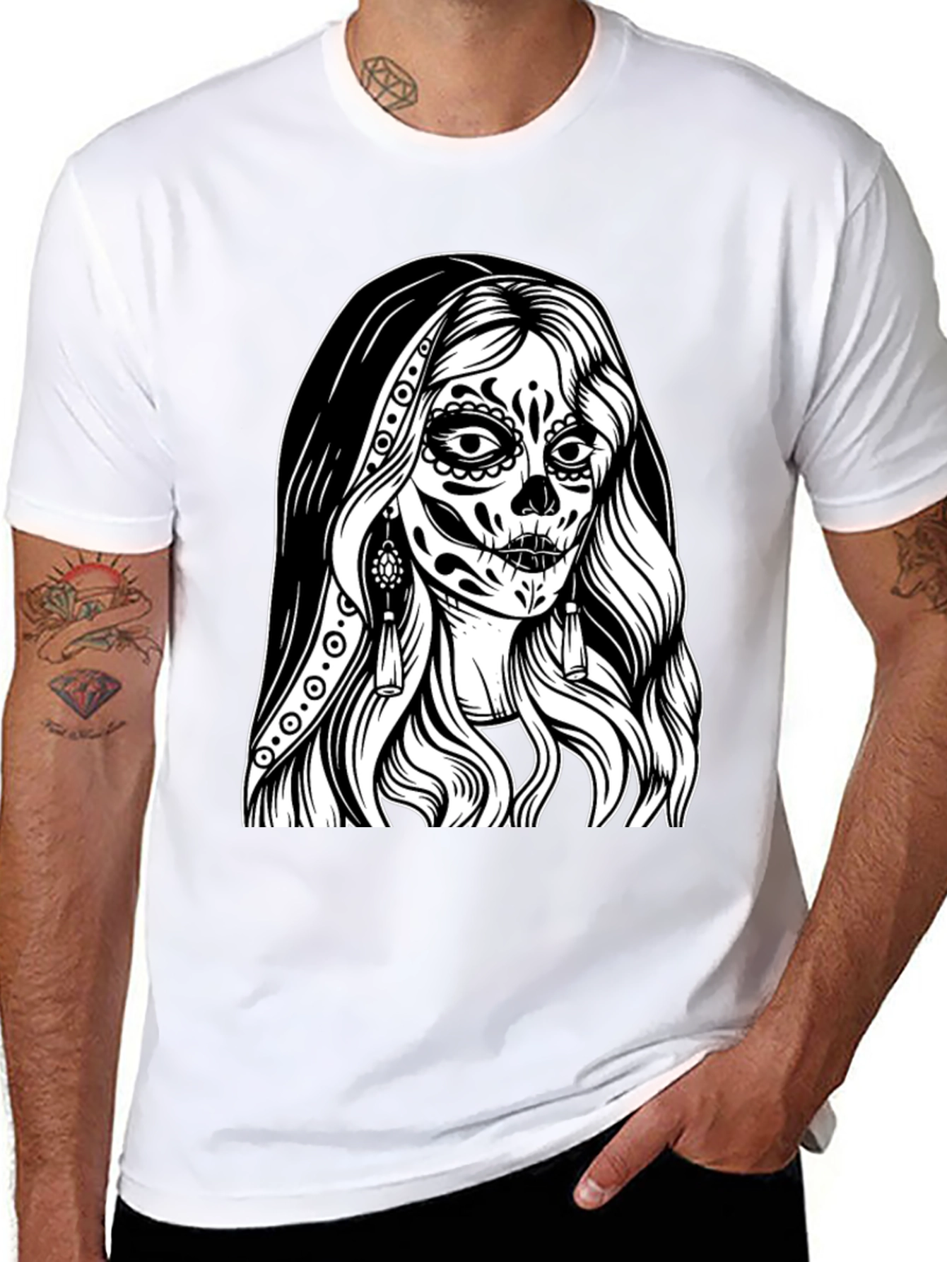 Day of the Dead Graphic Tee - Sugar Skull Woman