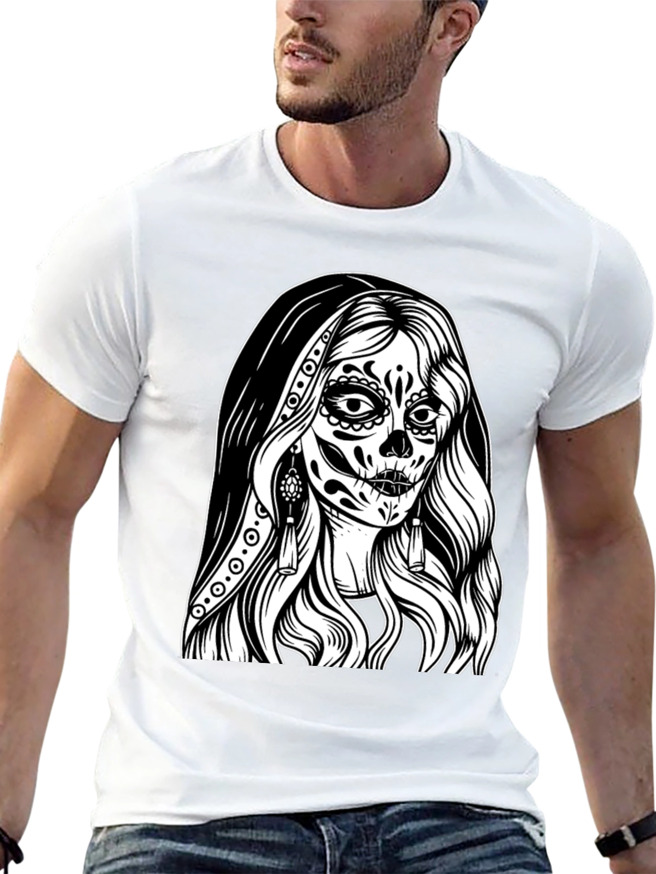 Day of the Dead Graphic Tee - Sugar Skull Woman