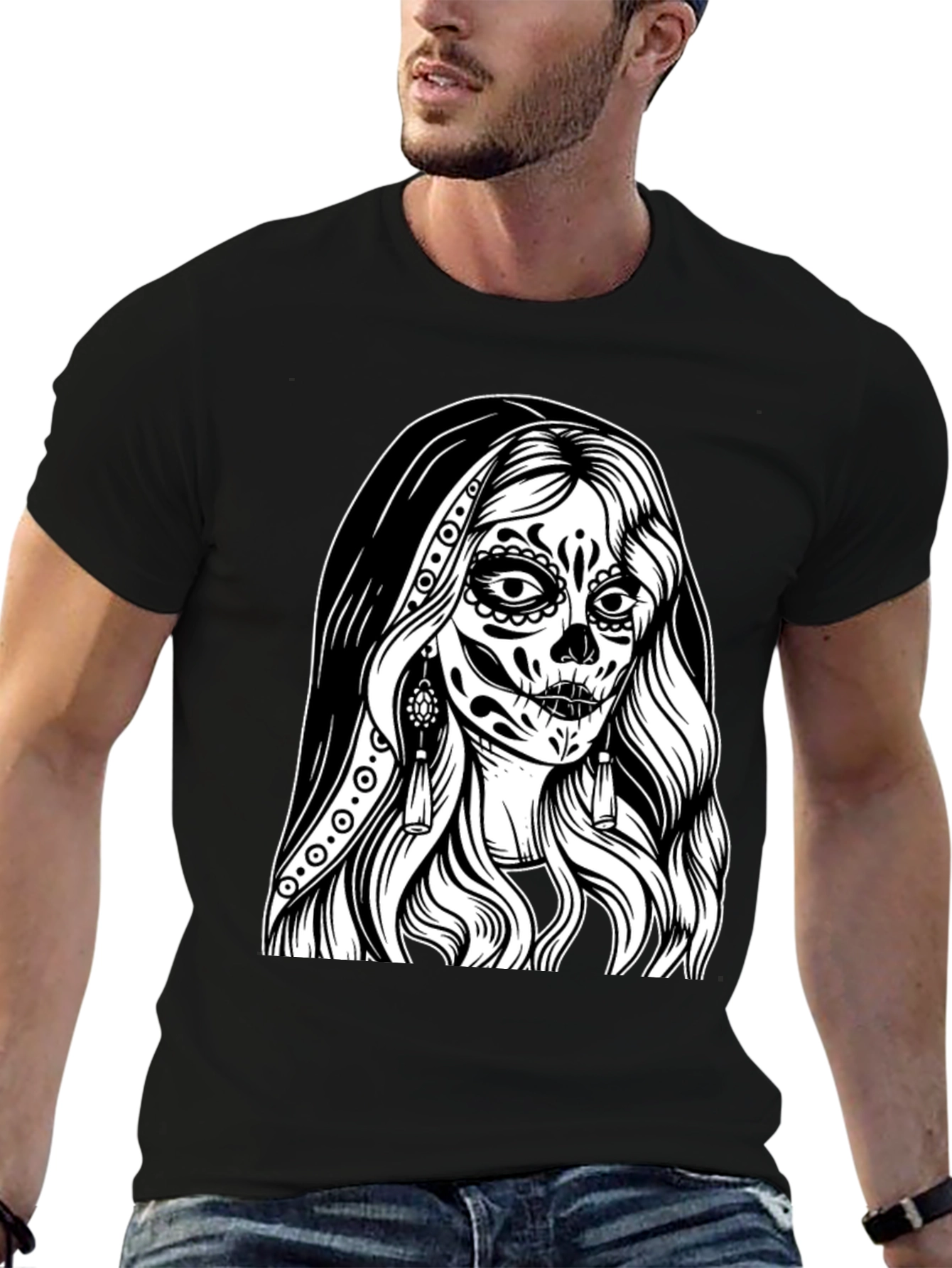 Day of the Dead Graphic Tee - Sugar Skull Woman