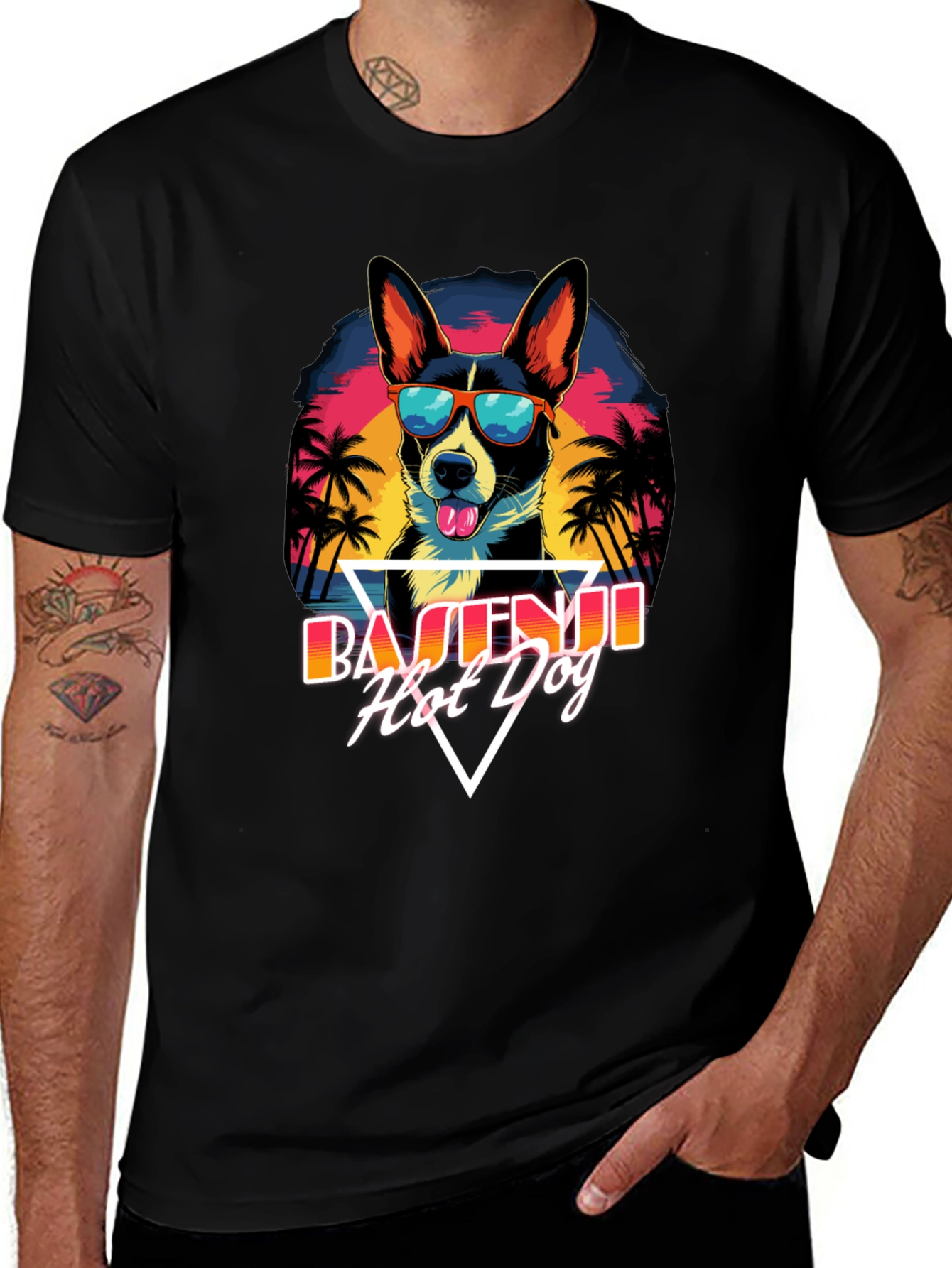 Basenji Hot Dog T-Shirt - Retro Summer Vibes