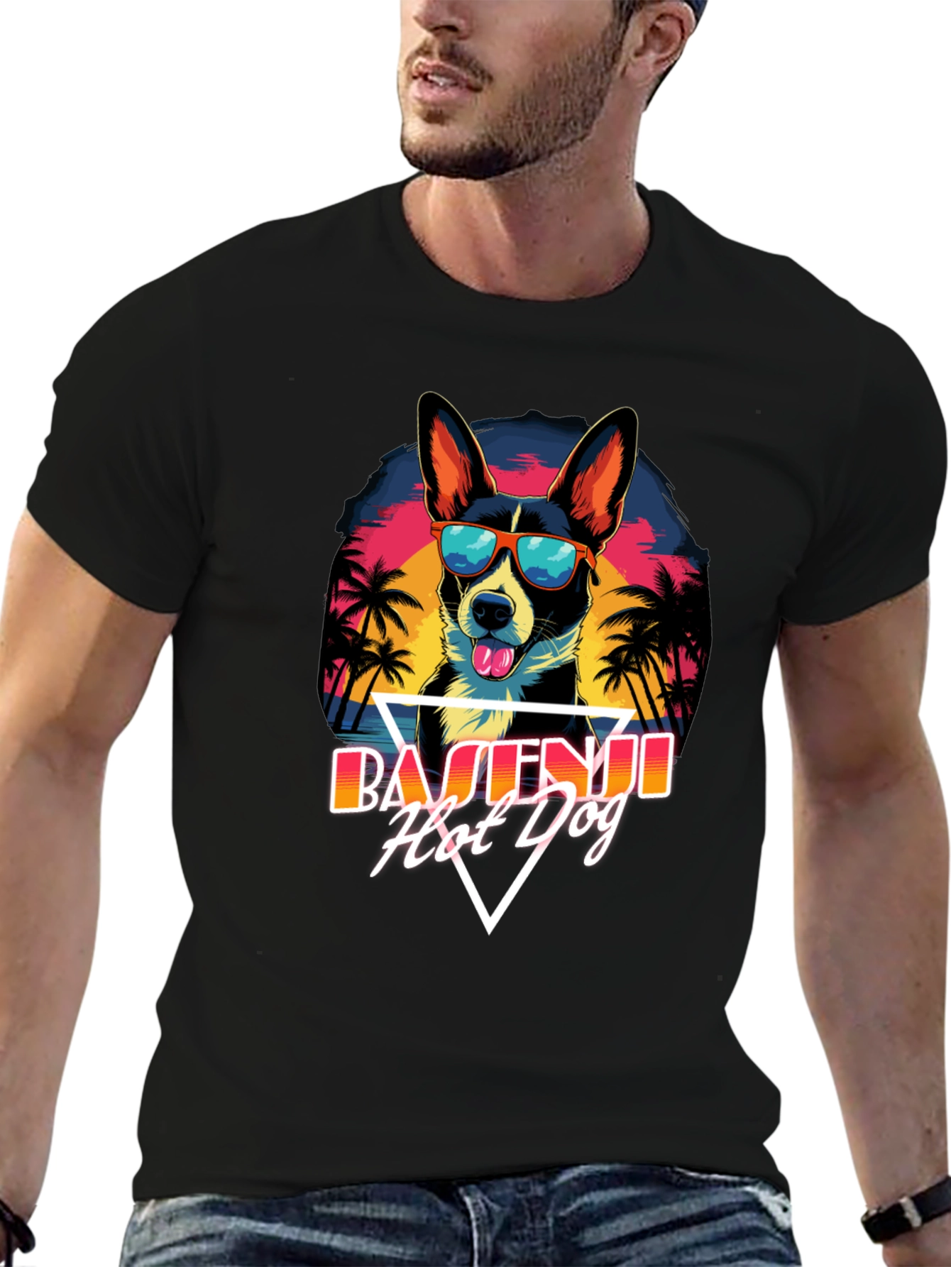 Basenji Hot Dog T-Shirt - Retro Summer Vibes