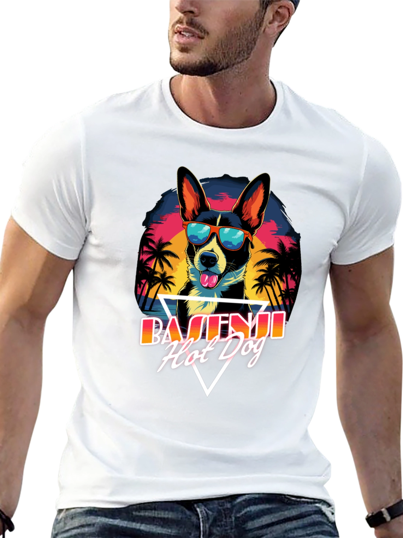 Basenji Hot Dog T-Shirt - Retro Summer Vibes