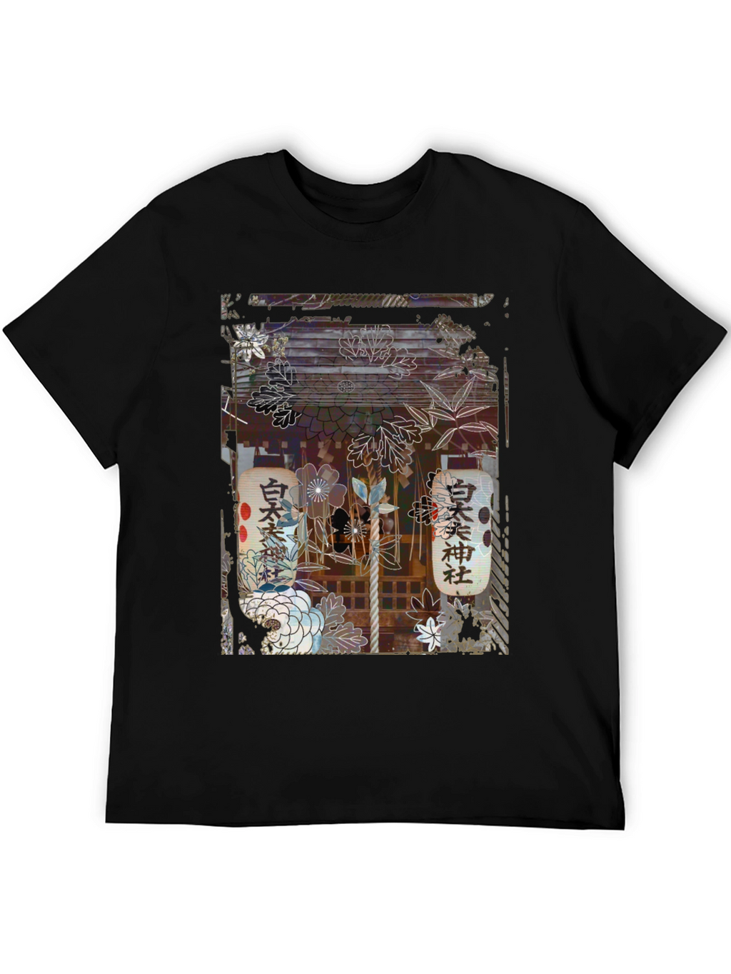 Japanese Shrine Graphic Tee - Unisex Black T-Shirt