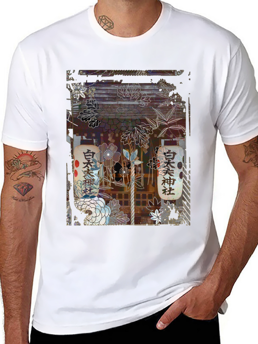 Japanese Shrine Graphic Tee - Unisex Black T-Shirt