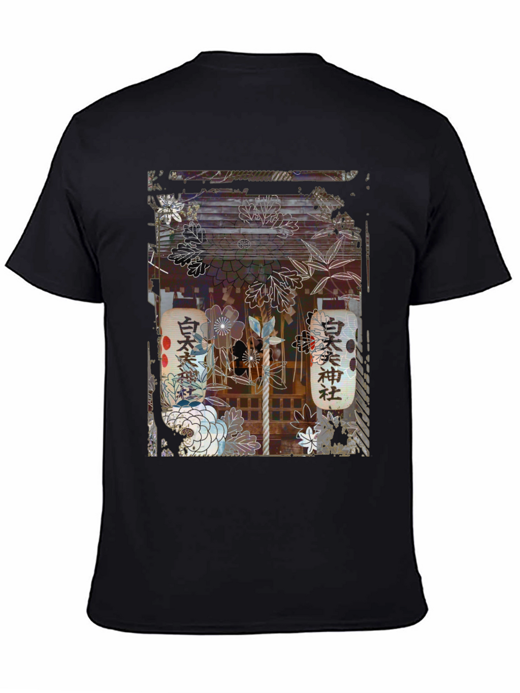Japanese Shrine Graphic Tee - Unisex Black T-Shirt
