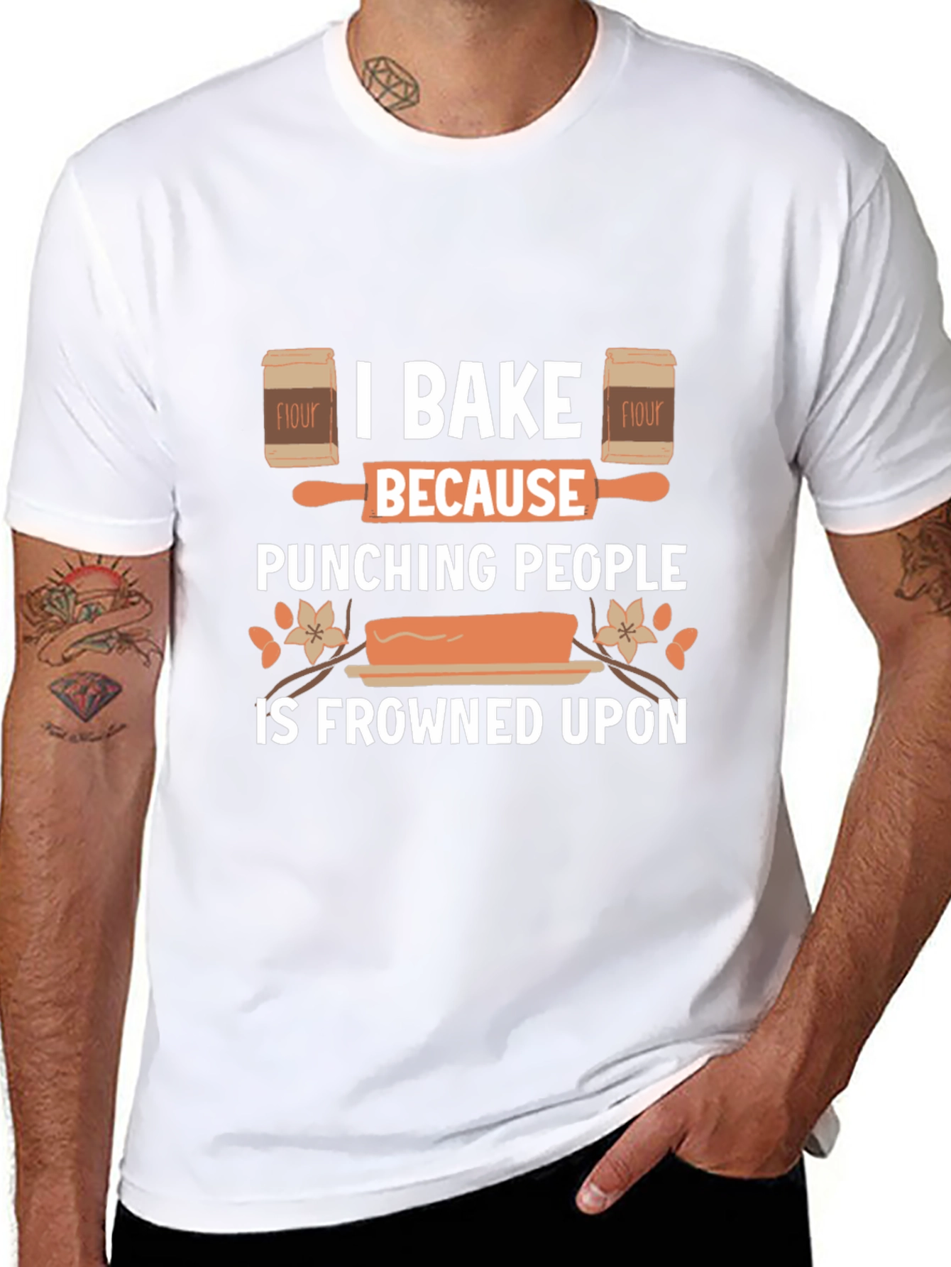 I Bake Because Punching People Is Frowned Upon Black T-Shirt