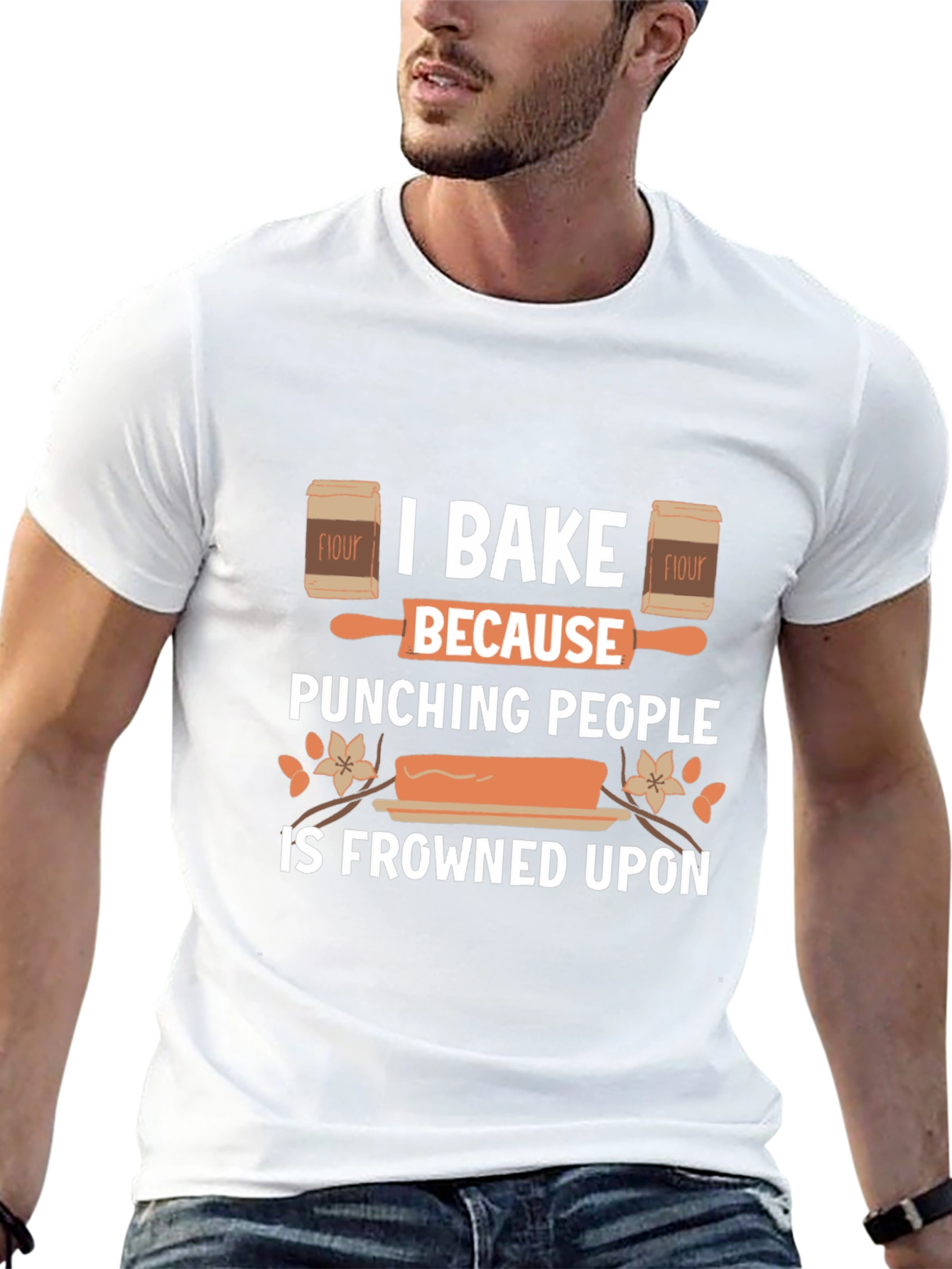 I Bake Because Punching People Is Frowned Upon Black T-Shirt