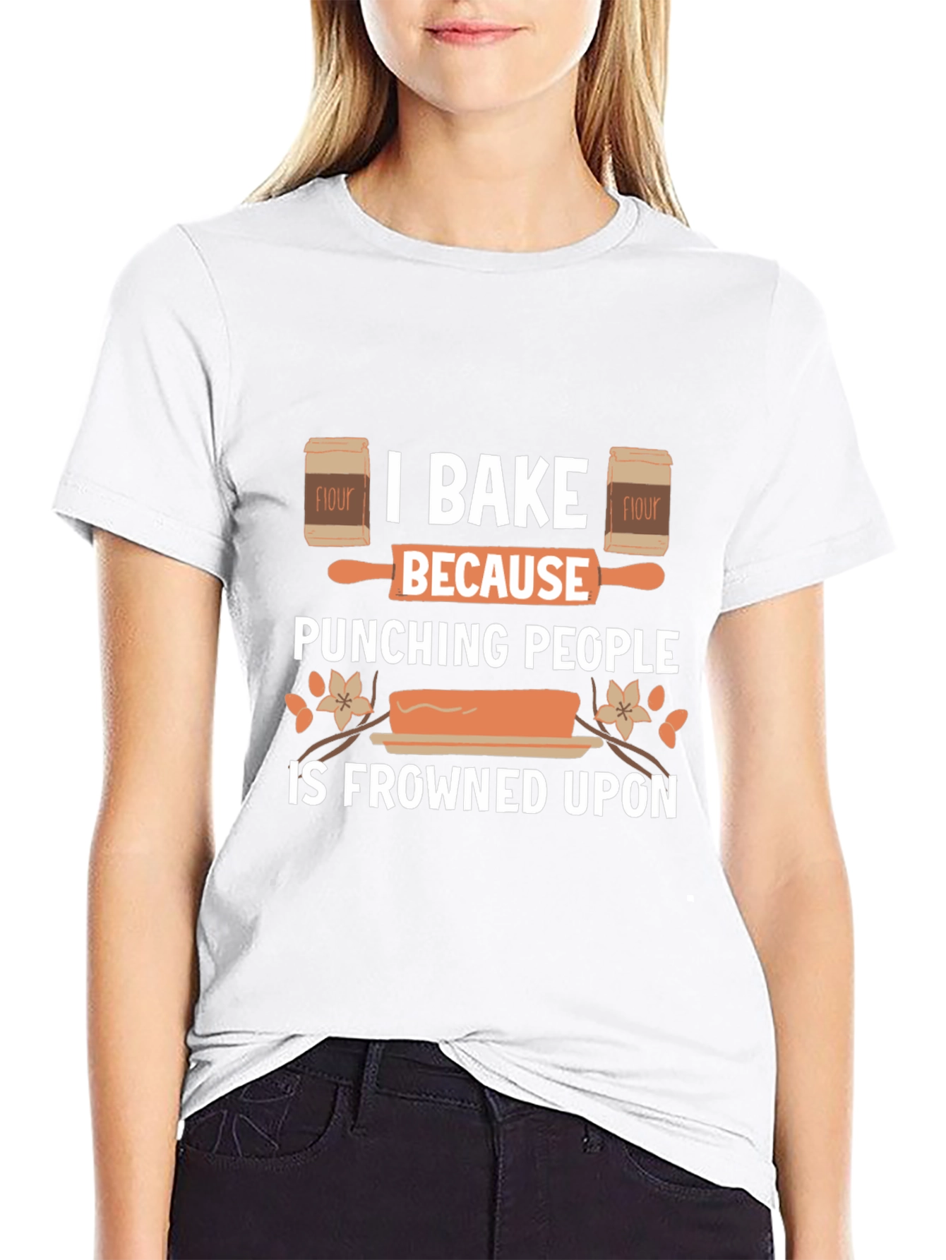 I Bake Because Punching People Is Frowned Upon Black T-Shirt