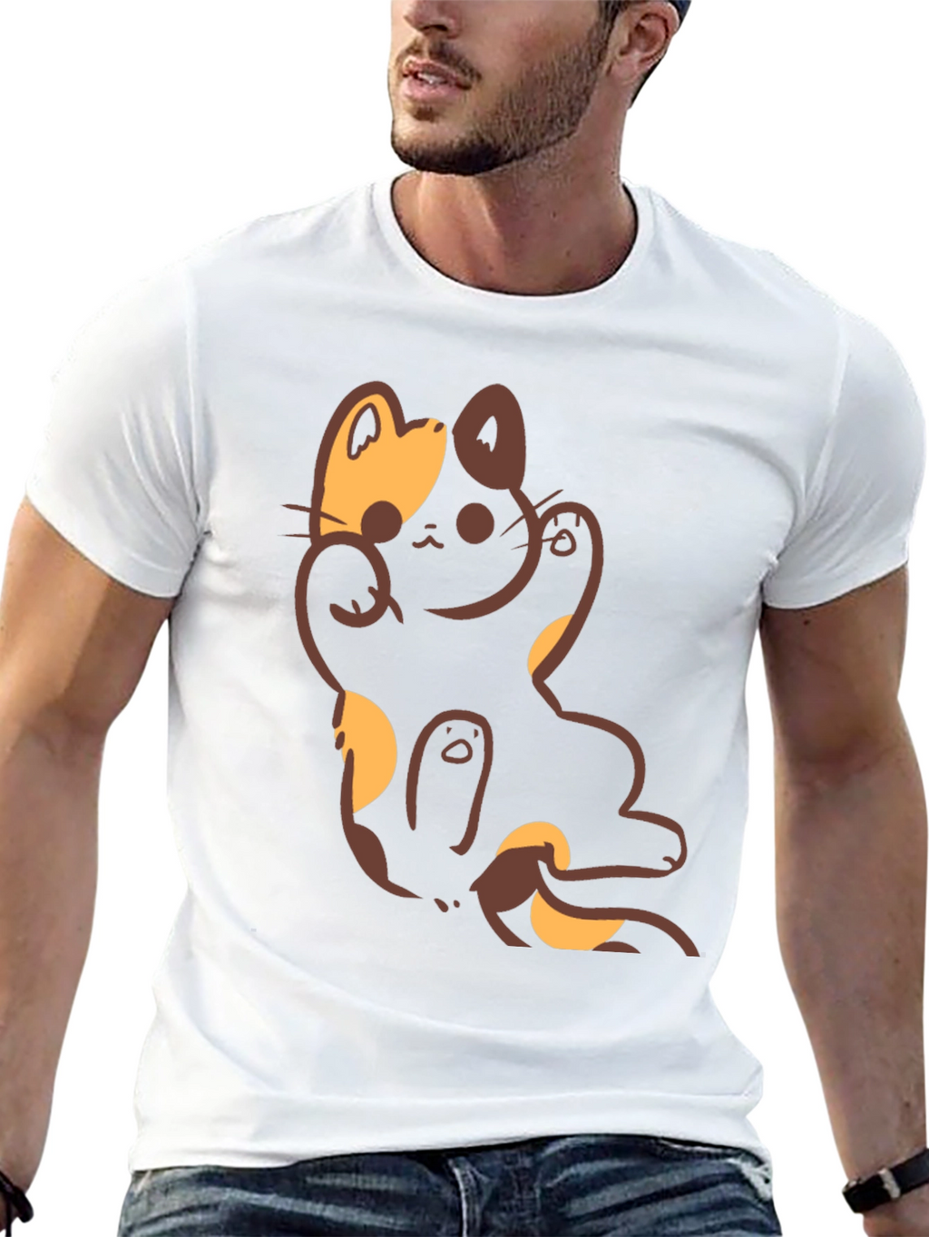 Lucky Cat Graphic Black T-Shirt