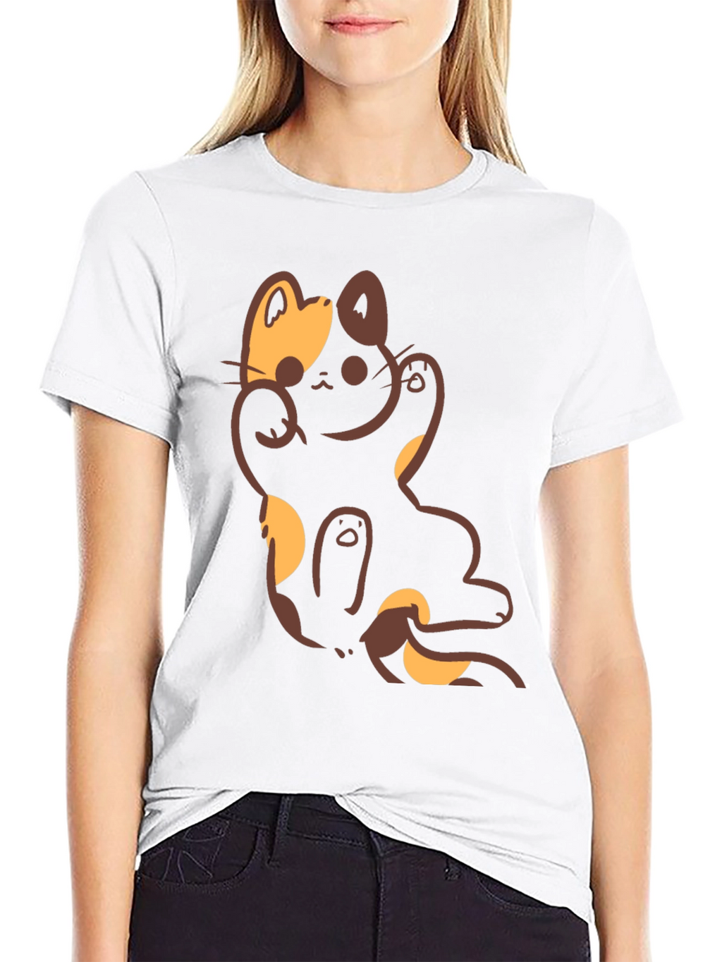 Lucky Cat Graphic Black T-Shirt
